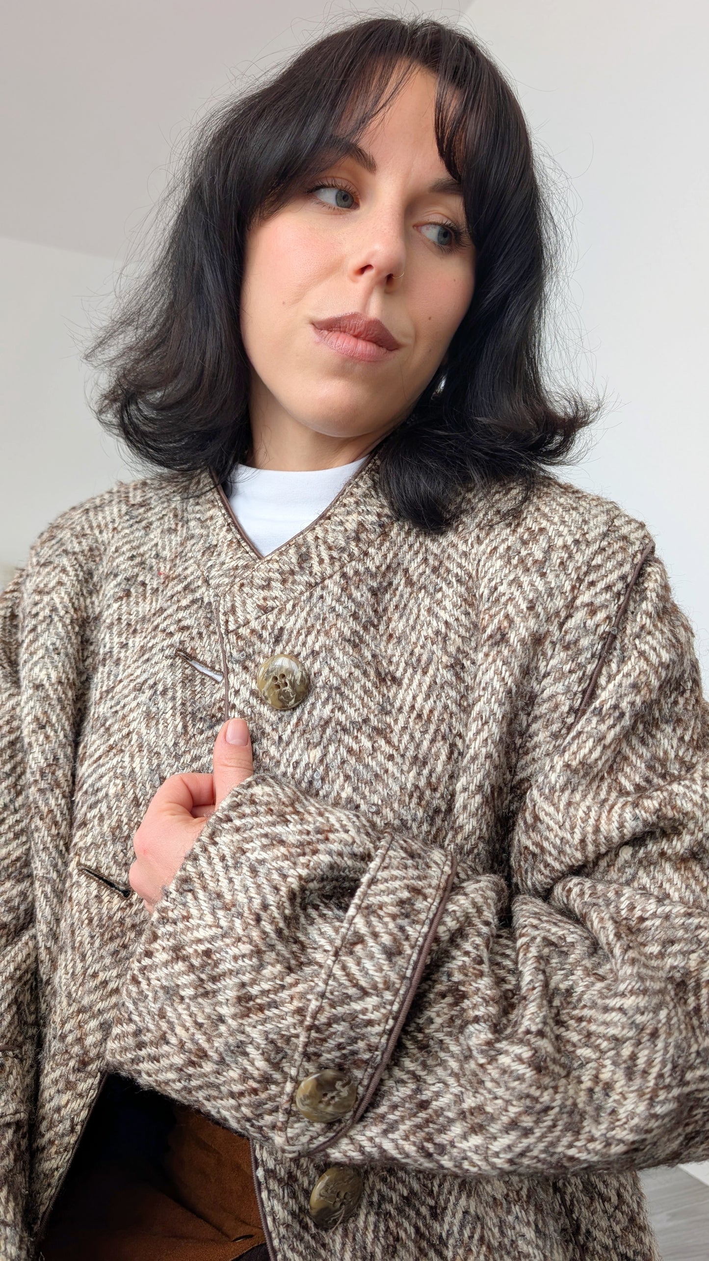 Manteau laine 80s chevron T40-42-44