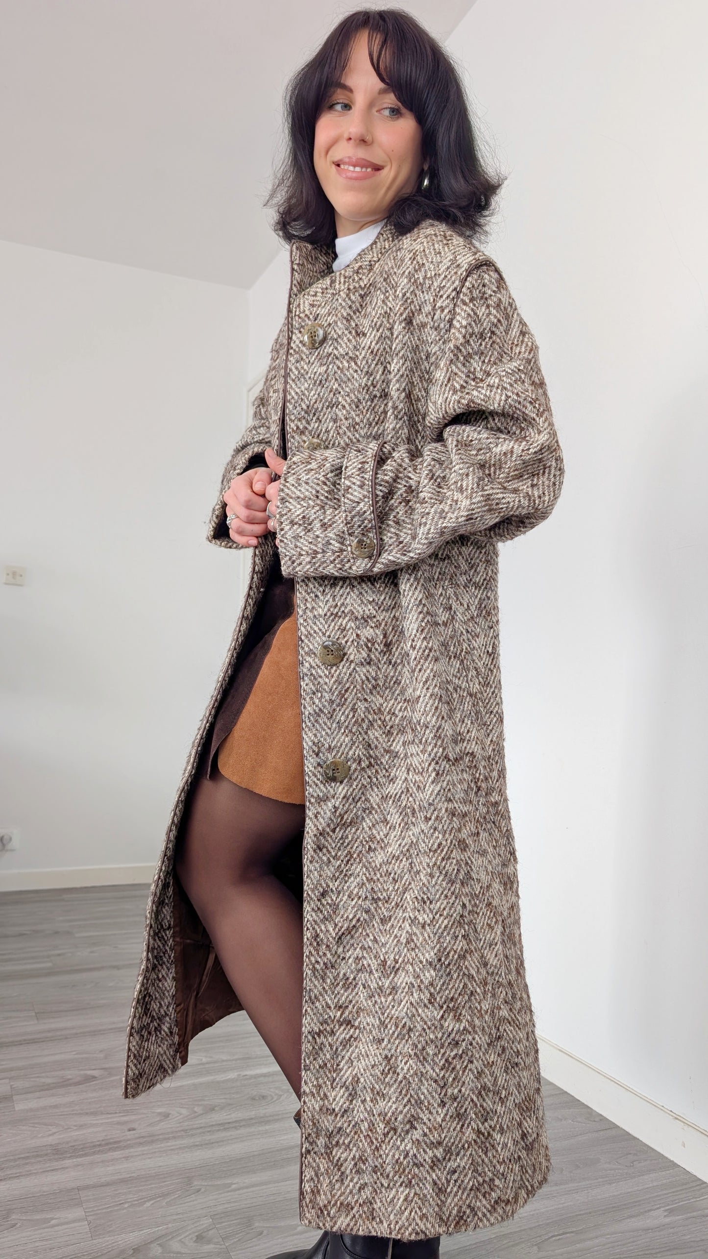 Manteau laine 80s chevron T40-42-44