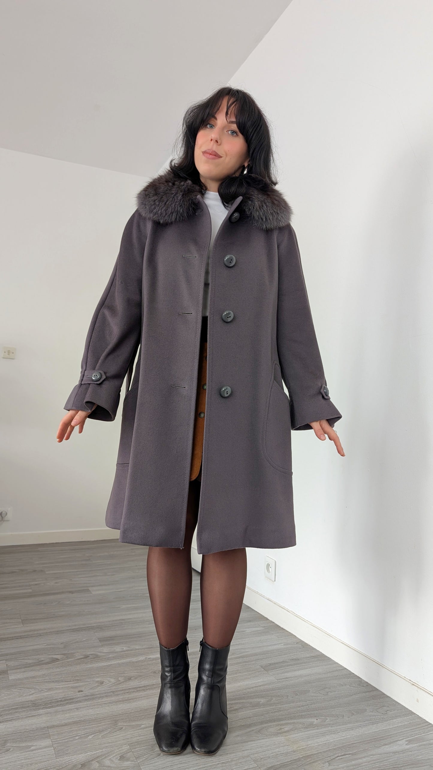Manteau 70s pure laine T38