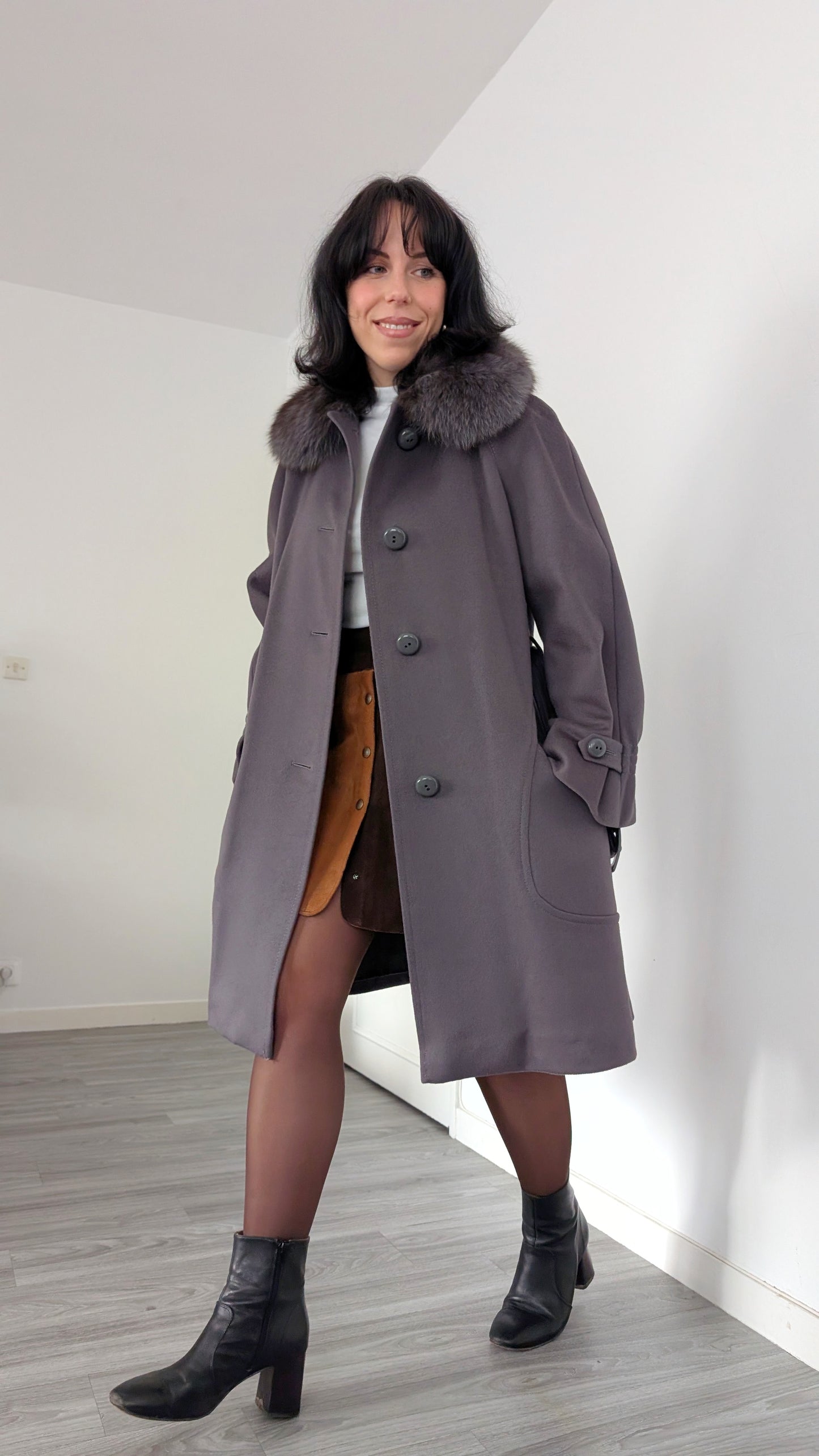 Manteau 70s pure laine T38