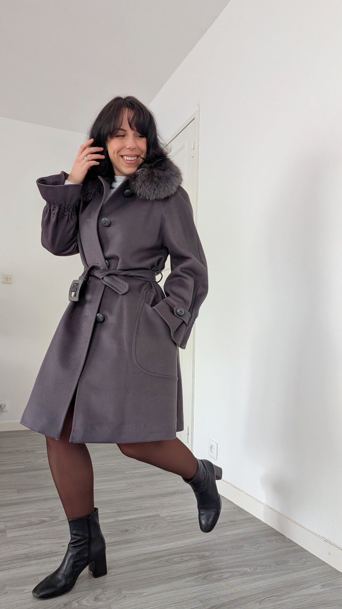 Manteau 70s pure laine T38