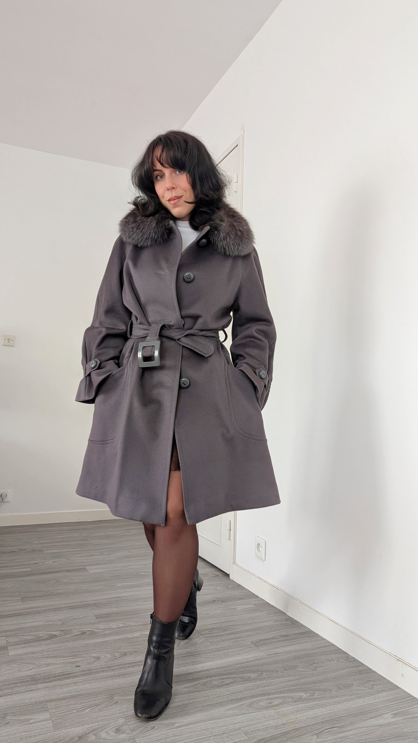 Manteau 70s pure laine T38