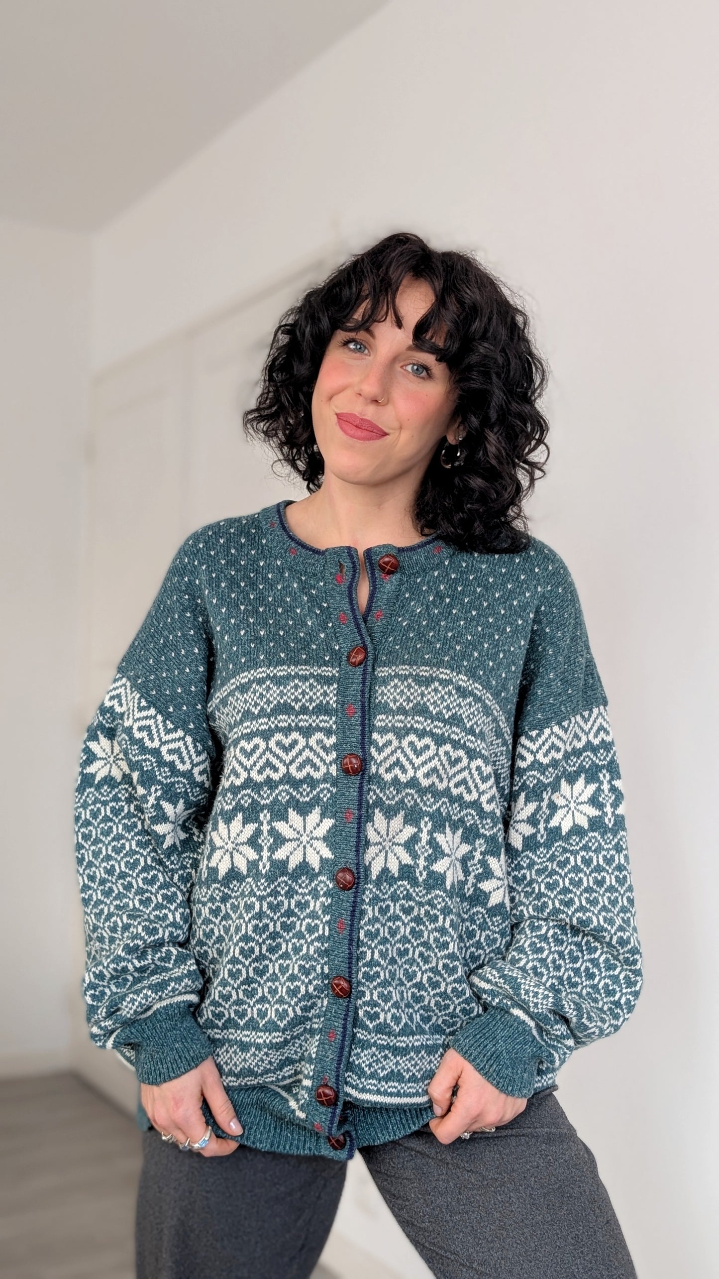 Cardigan coton et laine 80s T42-44