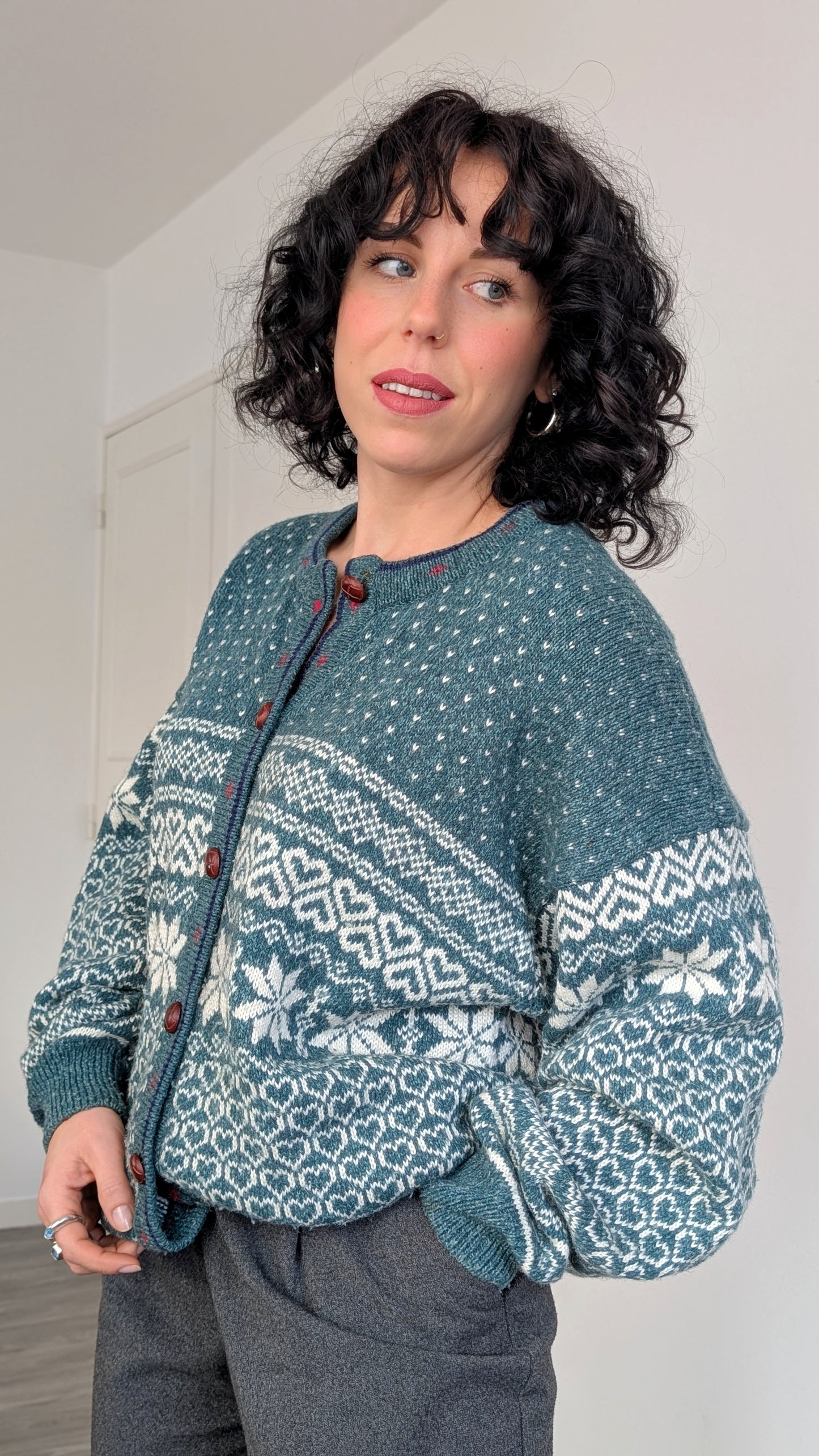 Cardigan coton et laine 80s T42-44