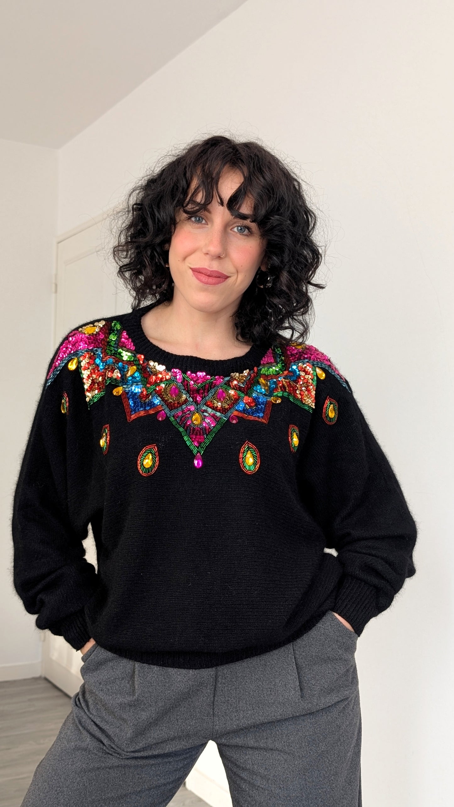 Pull 80s soie angora et laine T40-42