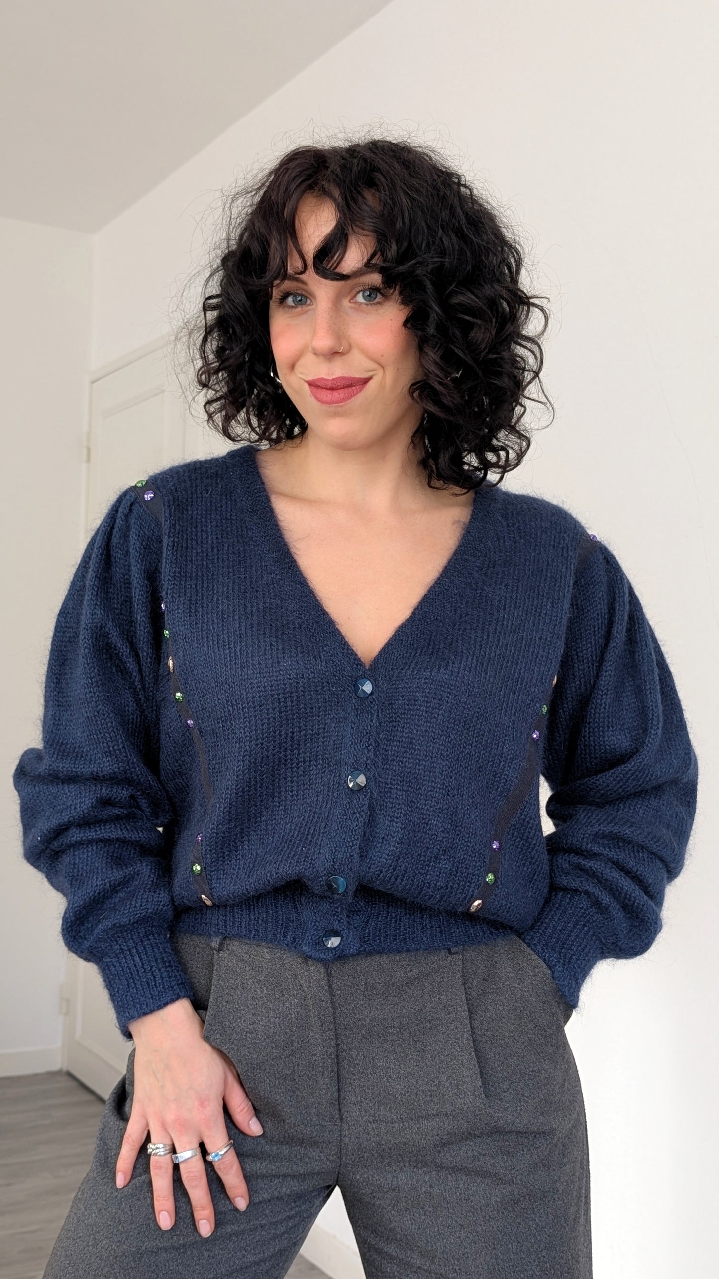 Cardigan mohair 80s T40-42