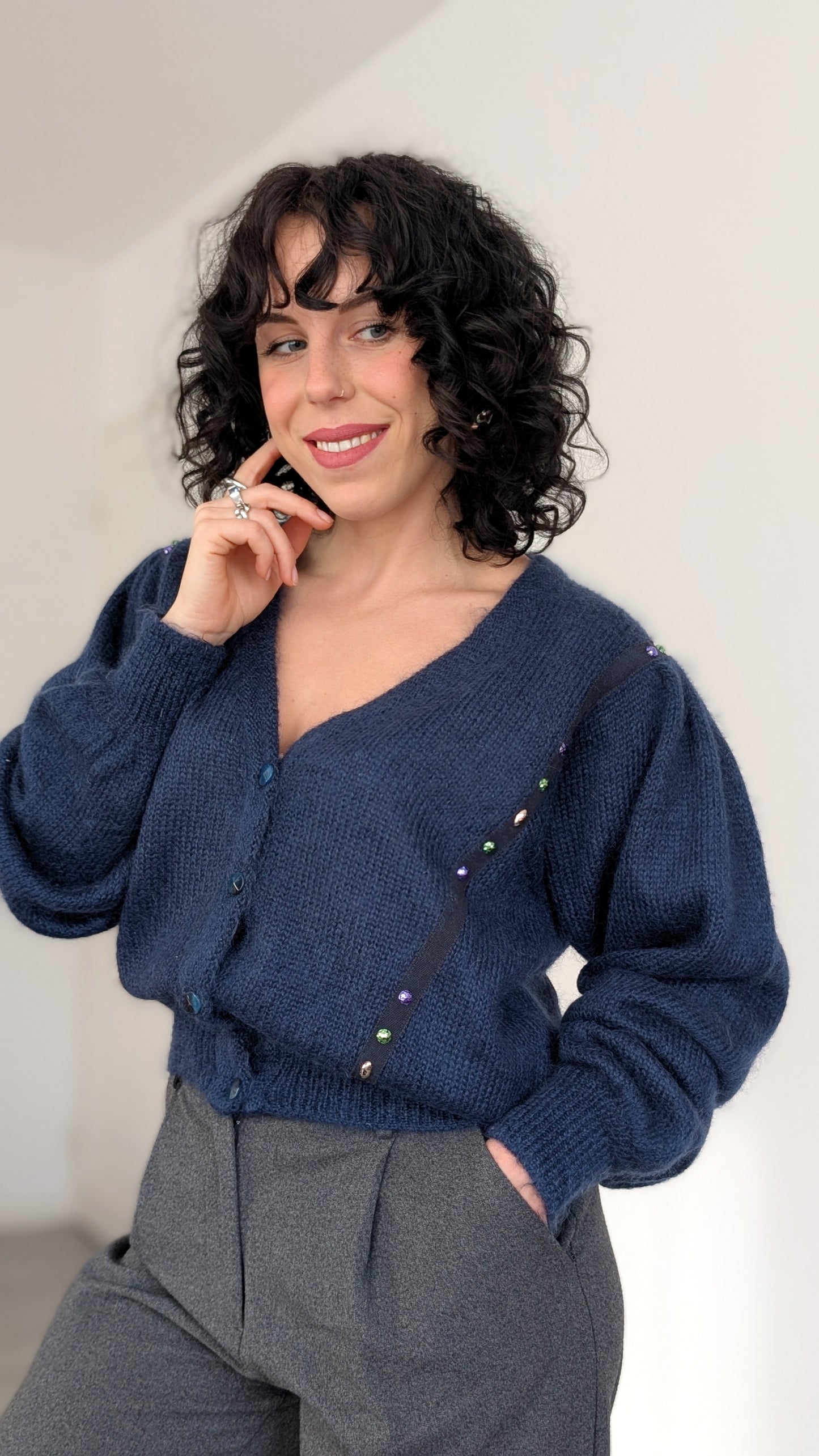 Cardigan mohair 80s T40-42