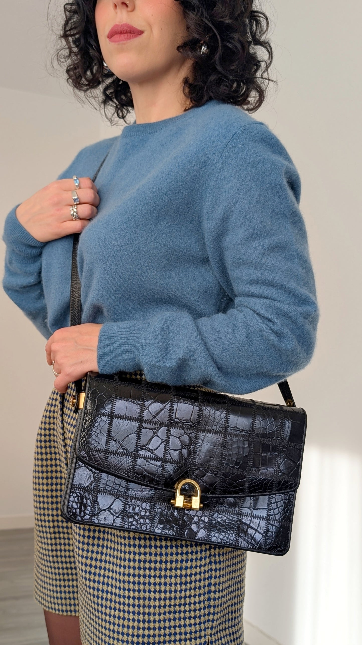 Sac cuir patchwork 1970