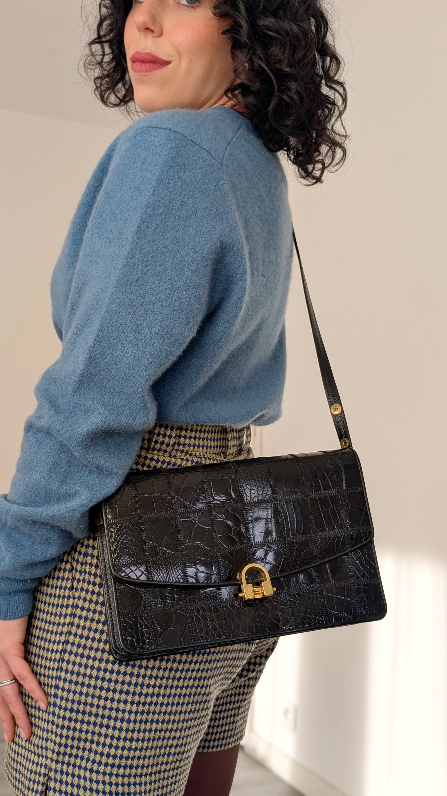 Sac cuir patchwork 1970