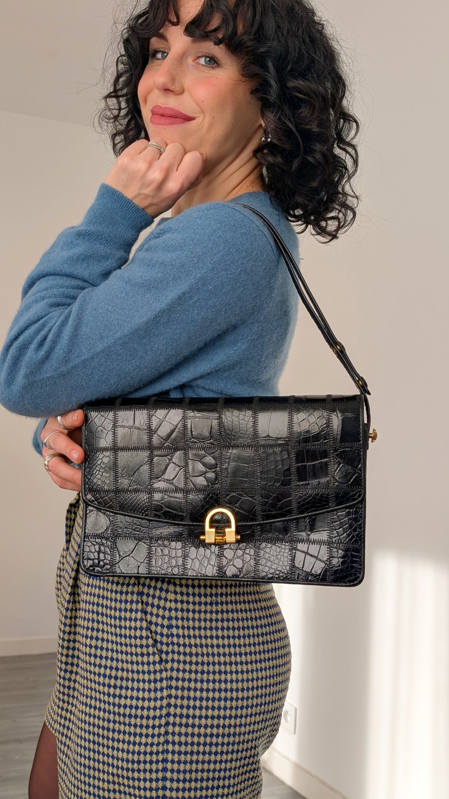 Sac cuir patchwork 1970