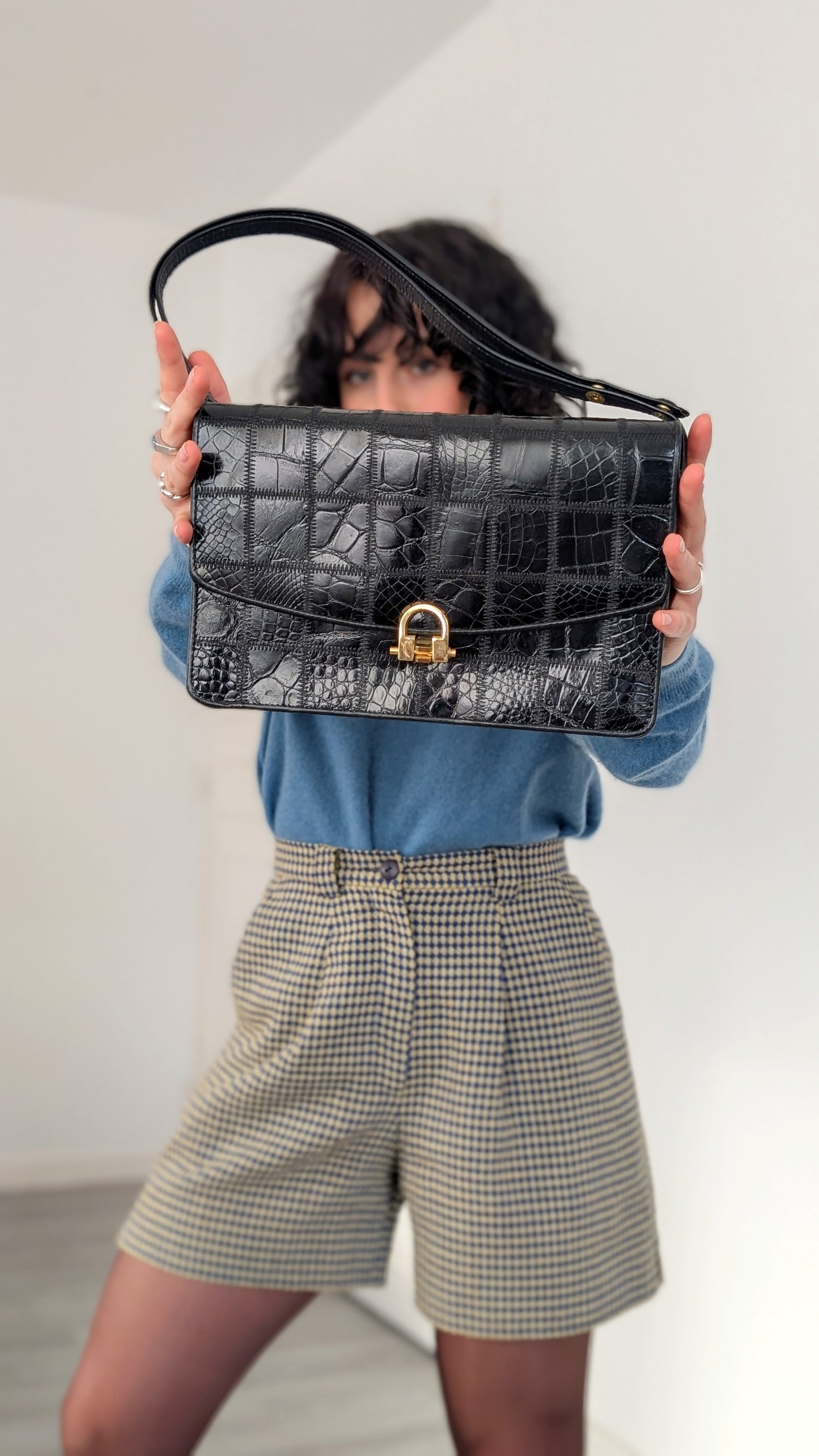 Sac cuir patchwork 1970