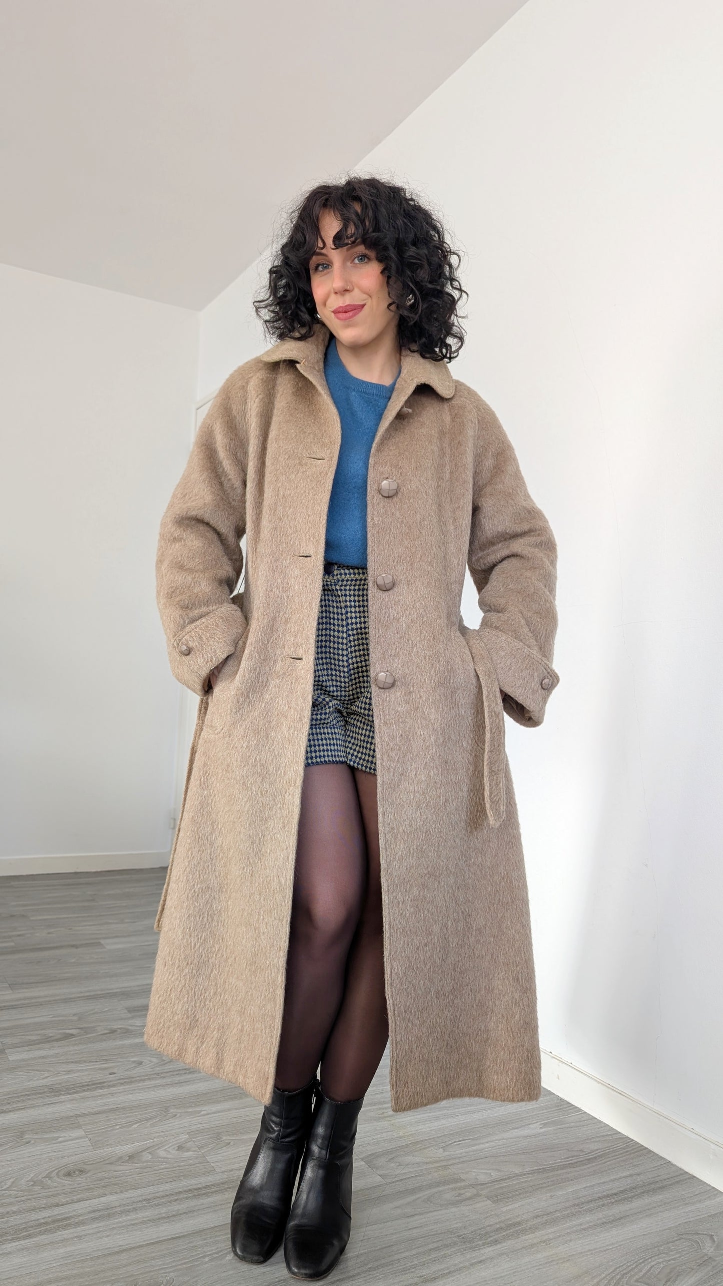 Manteau laine lama 70s T36-38