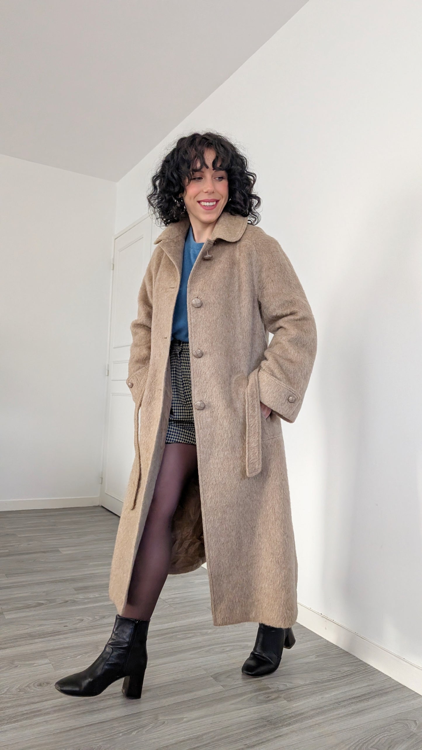 Manteau laine lama 70s T36-38