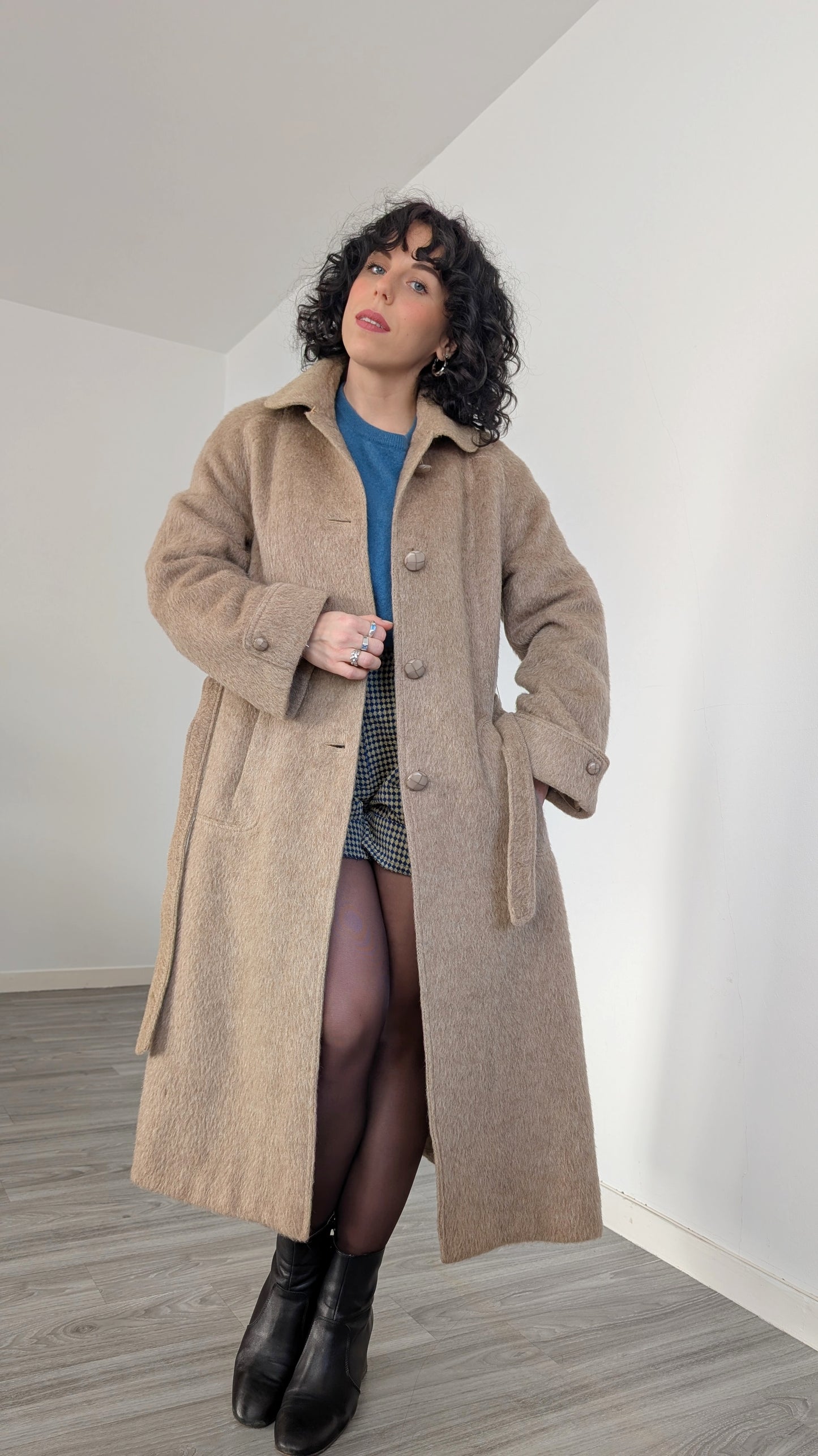 Manteau laine lama 70s T36-38