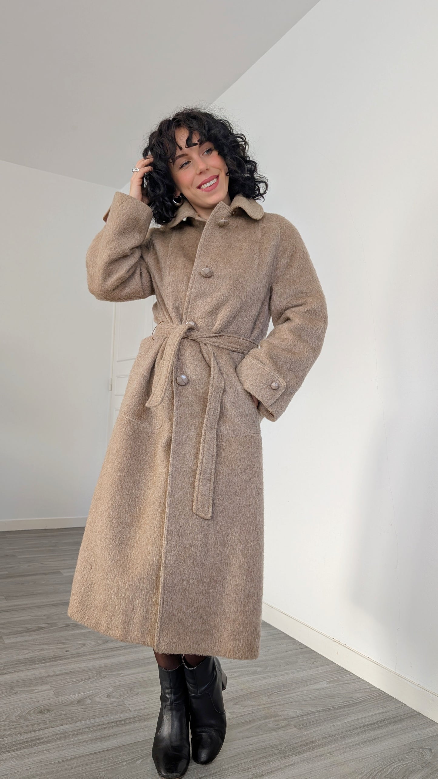 Manteau laine lama 70s T36-38