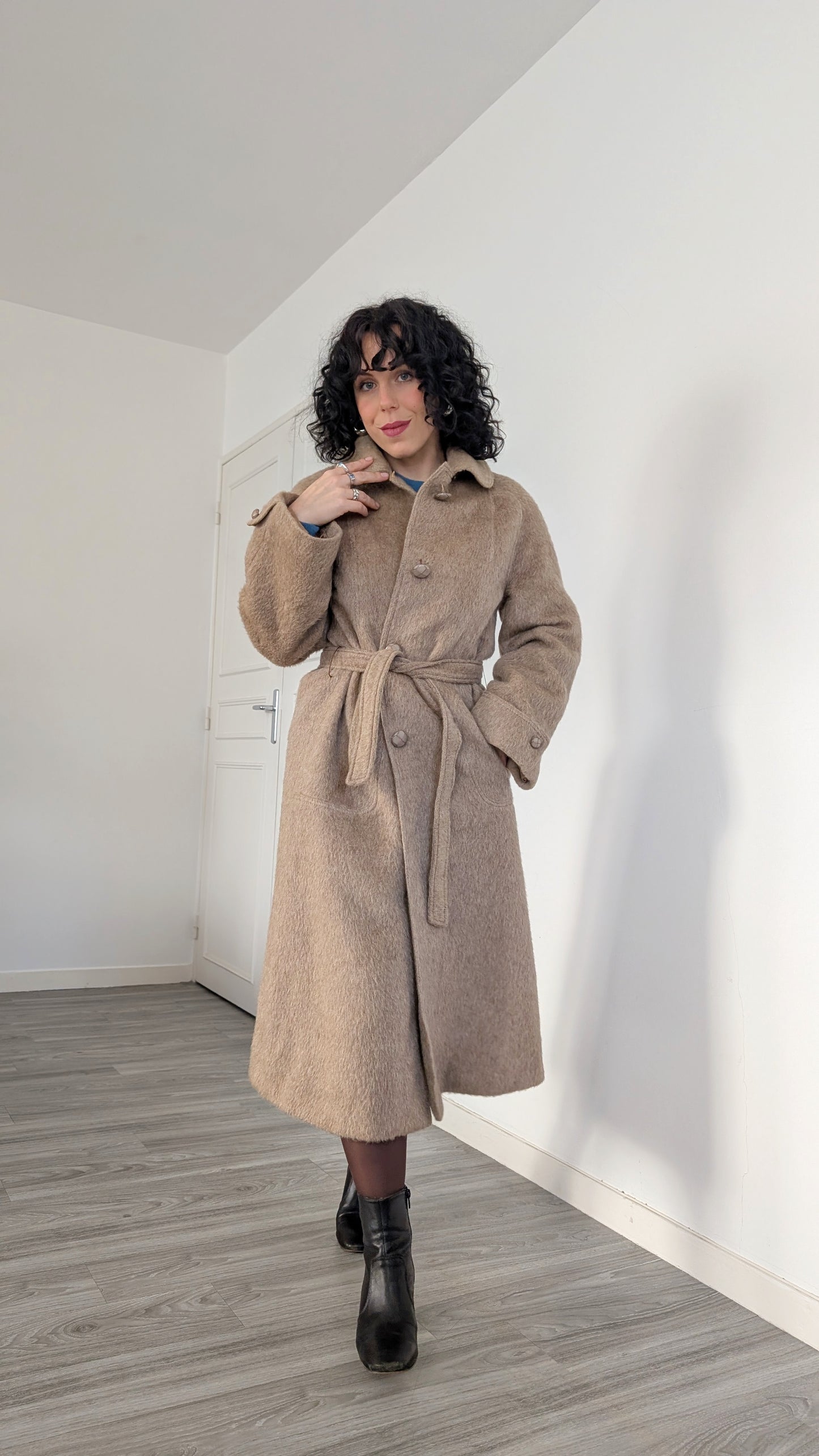 Manteau laine lama 70s T36-38