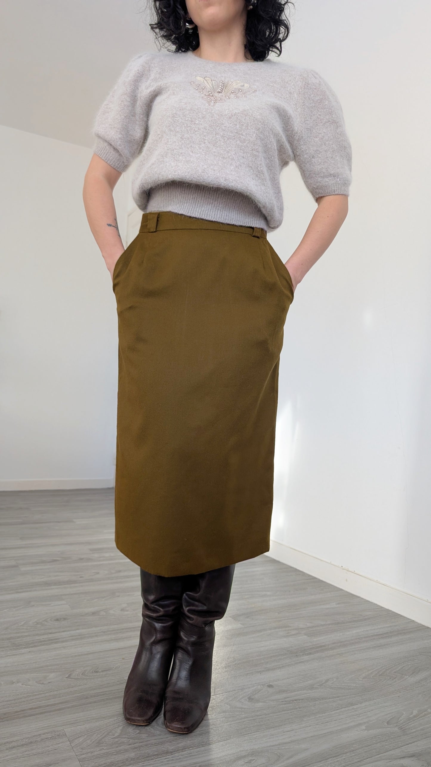 Jupe midi pure laine T 36