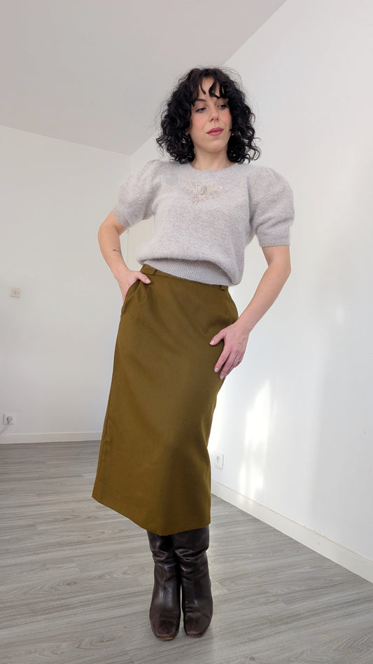 Jupe midi pure laine T 36