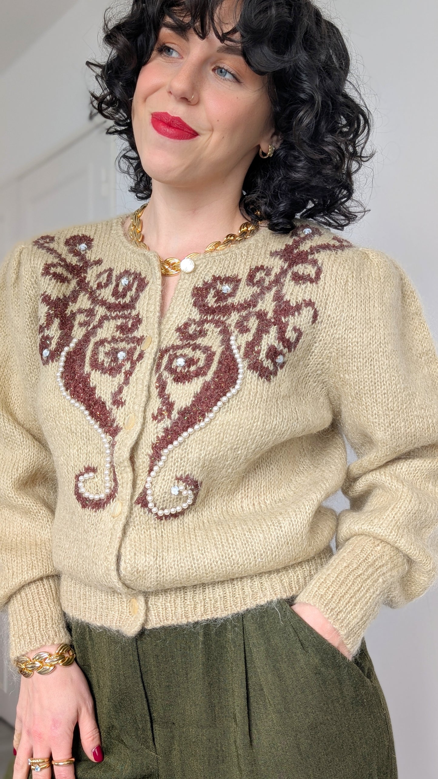 Cardigan laine 80s T38-40