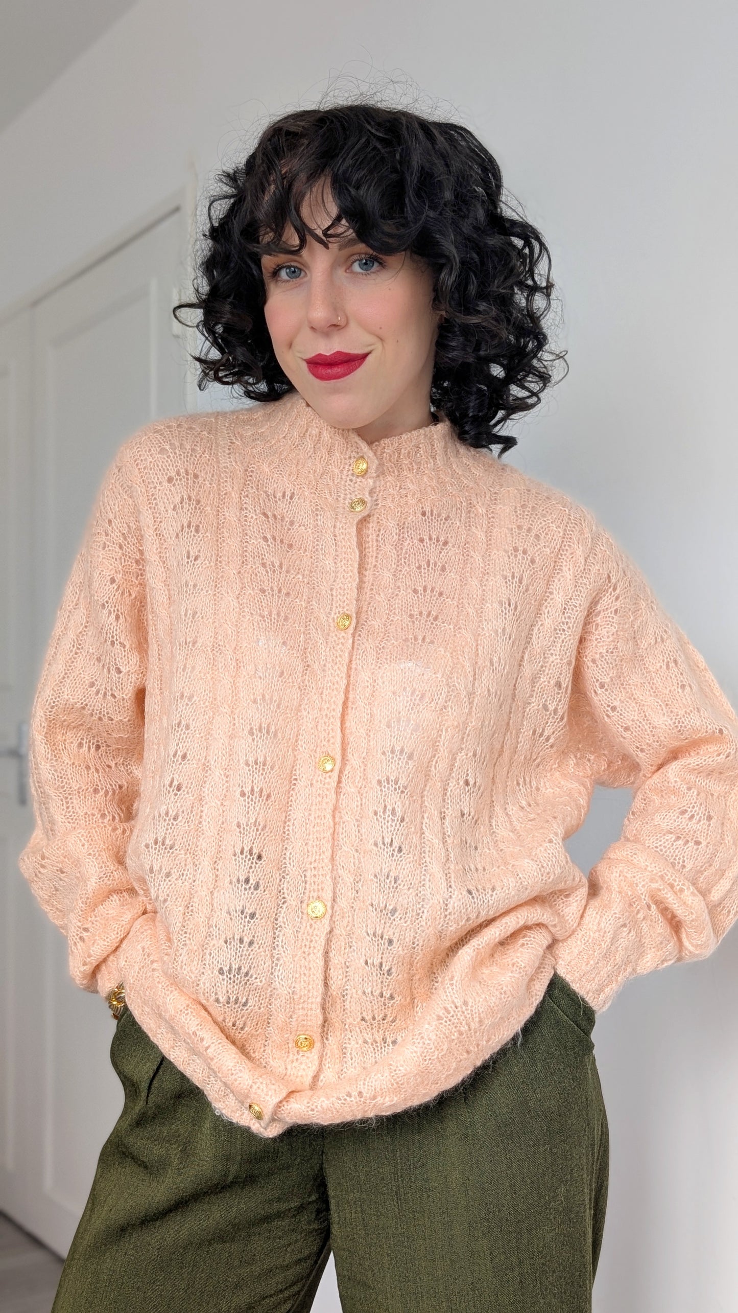 Cardigan kid mohair fait main T42-44