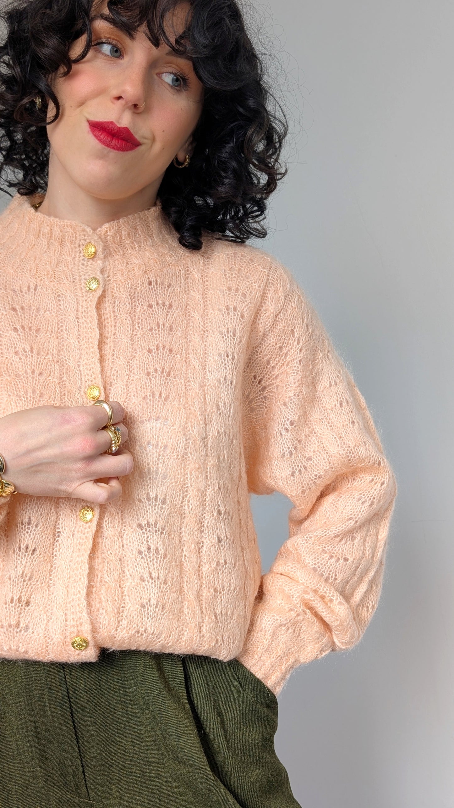 Cardigan kid mohair fait main T42-44