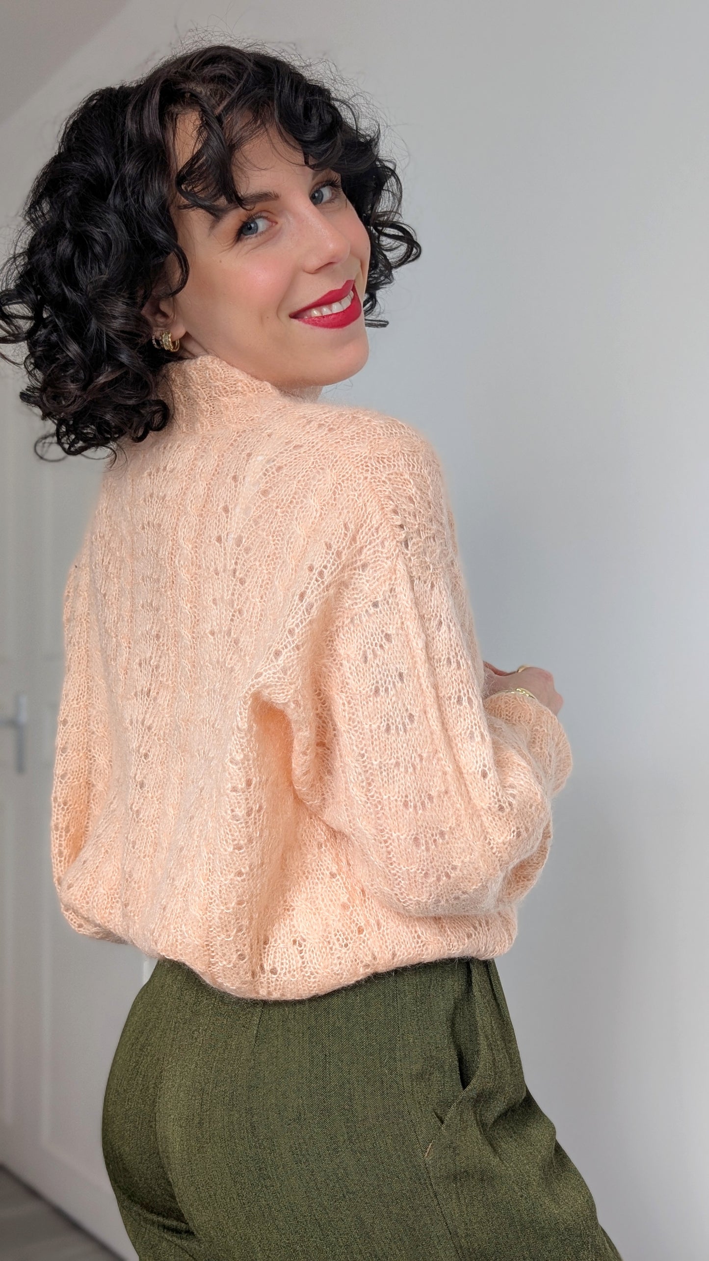 Cardigan kid mohair fait main T42-44