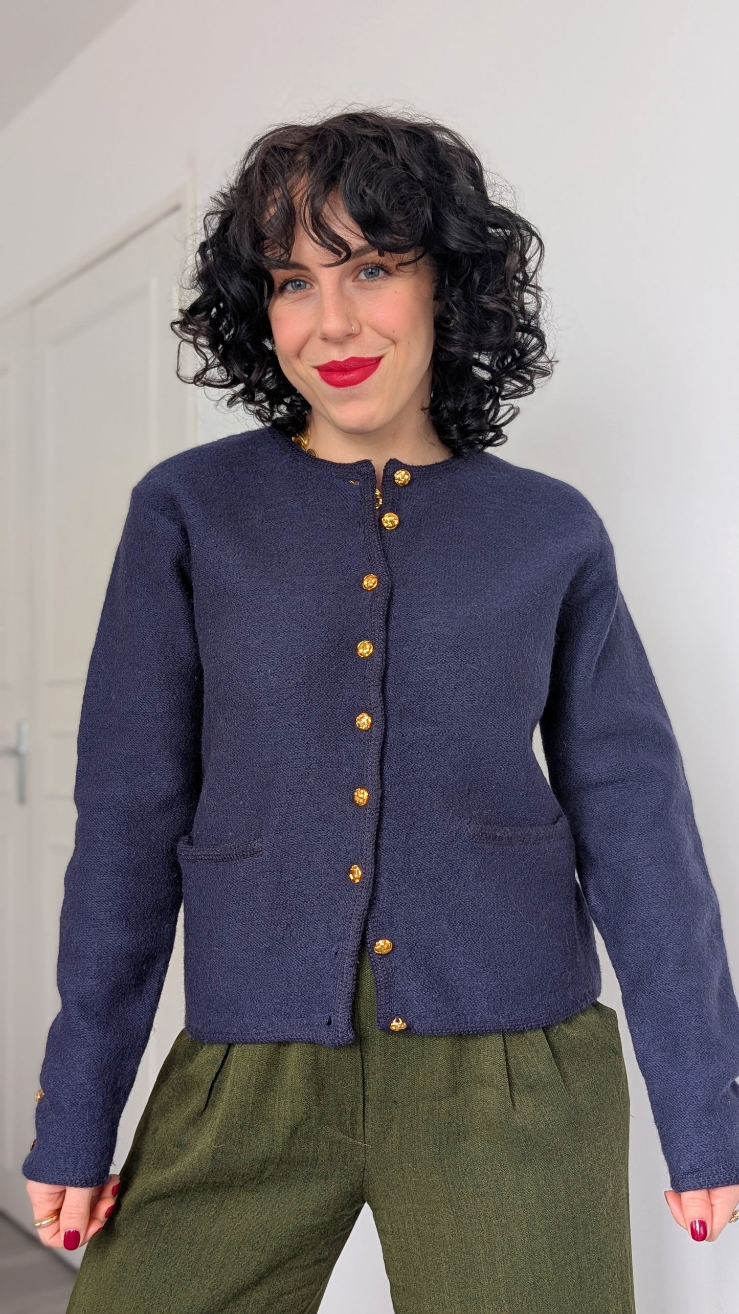 Cardigan pure laine 80s T36