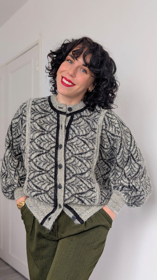 Cardigan laine et mohair 80s T40-42