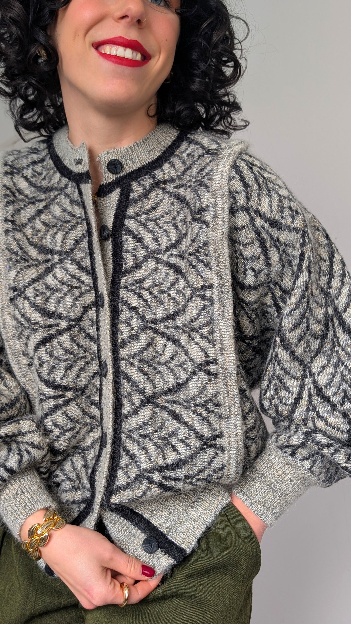 Cardigan laine et mohair 80s T40-42