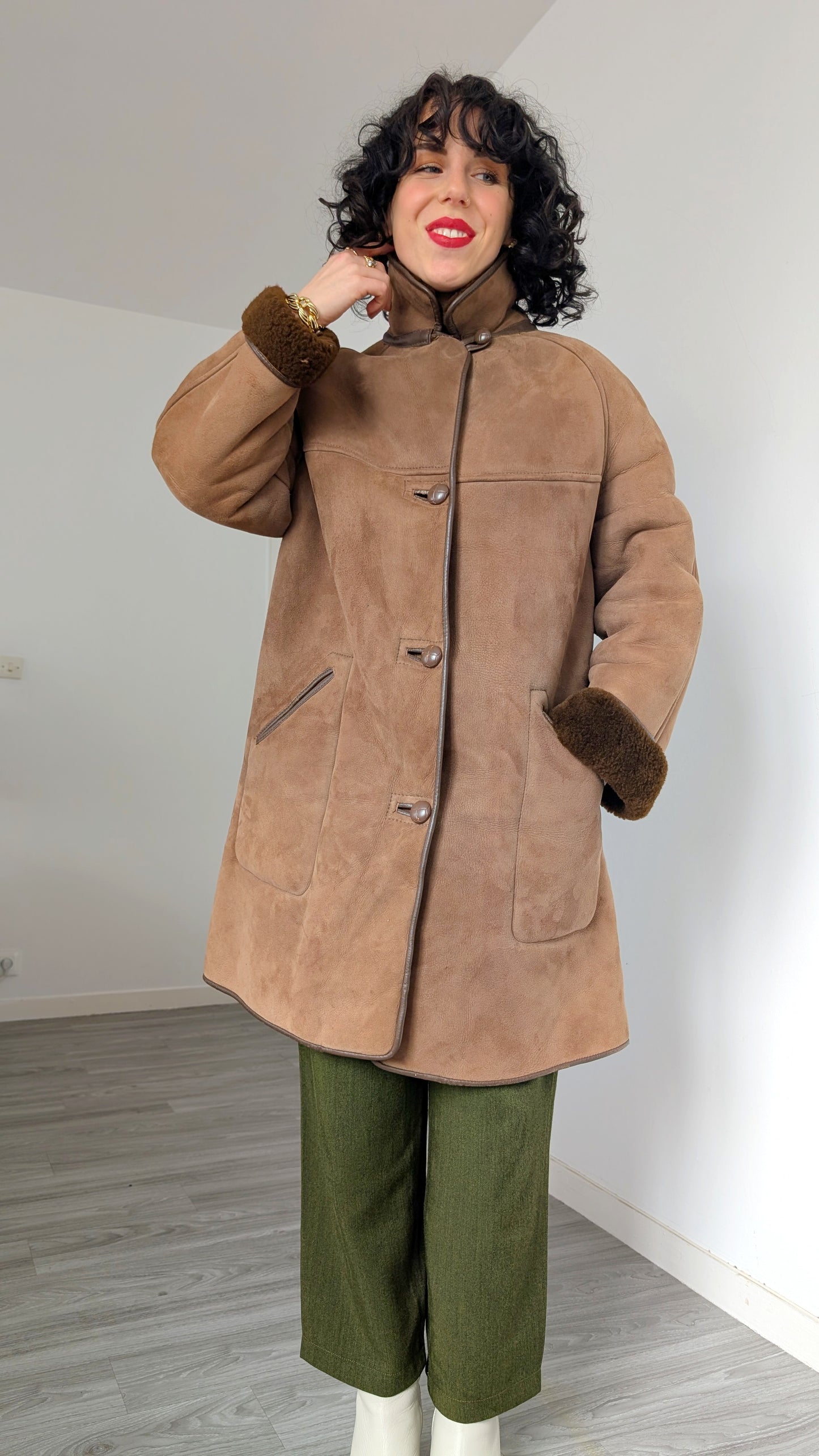 Manteau peau lainée 70s T38