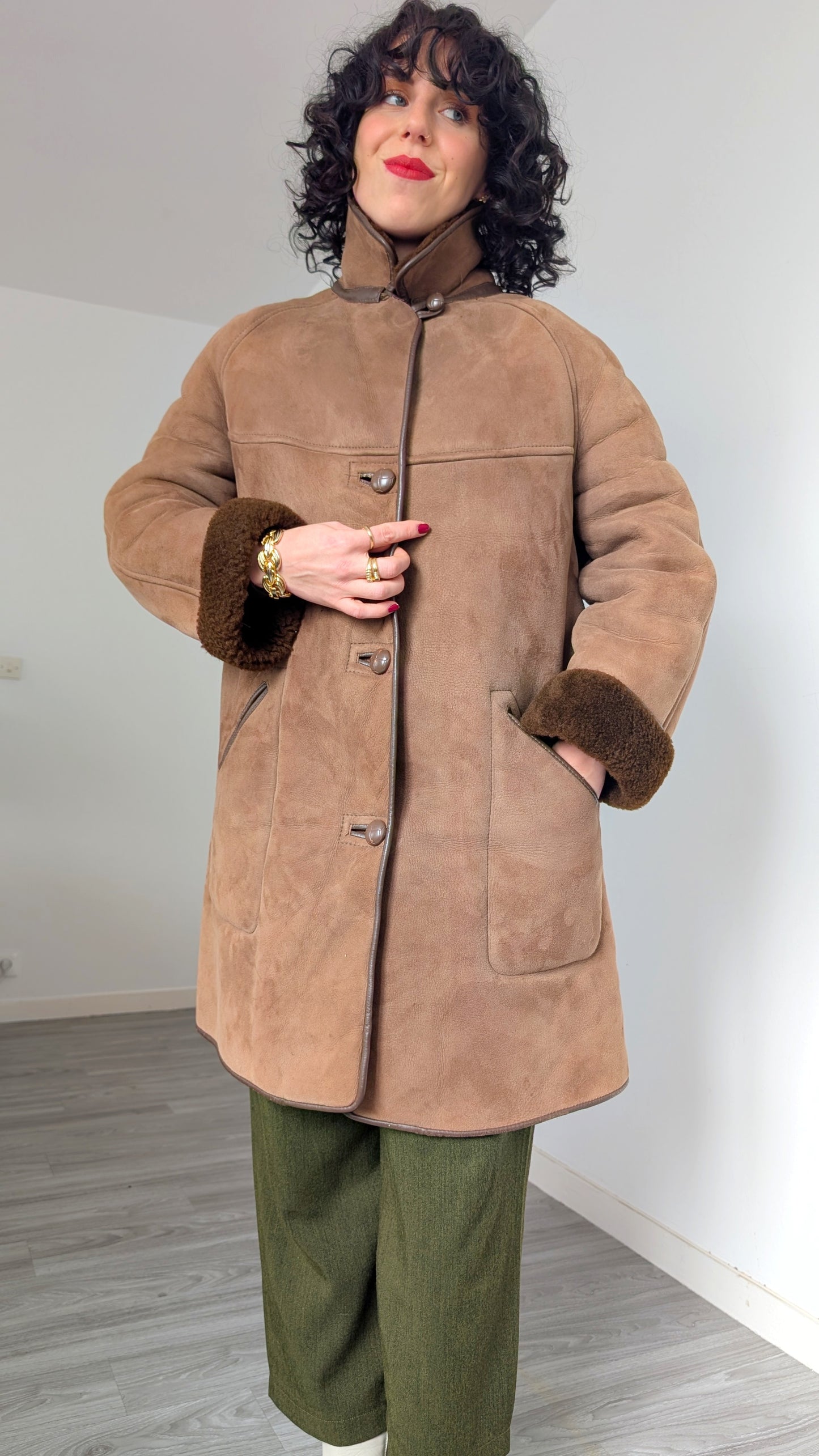 Manteau peau lainée 70s T38