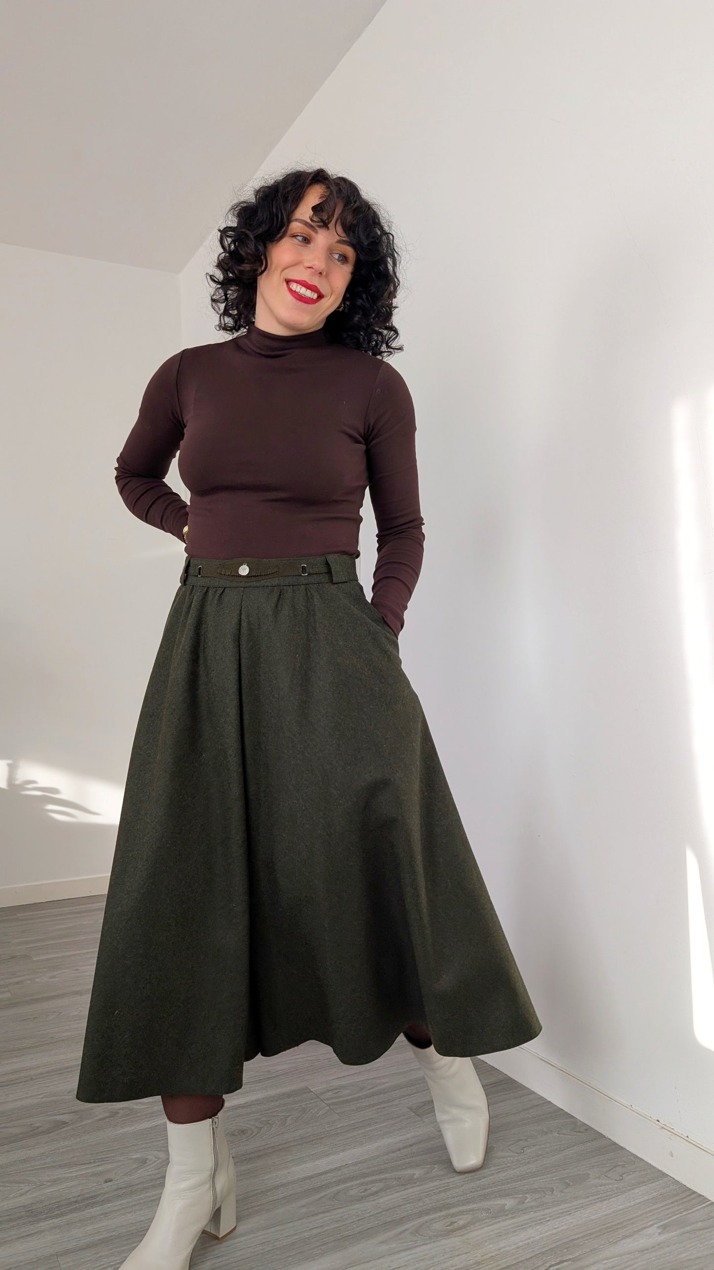 Jupe midi pure laine T40