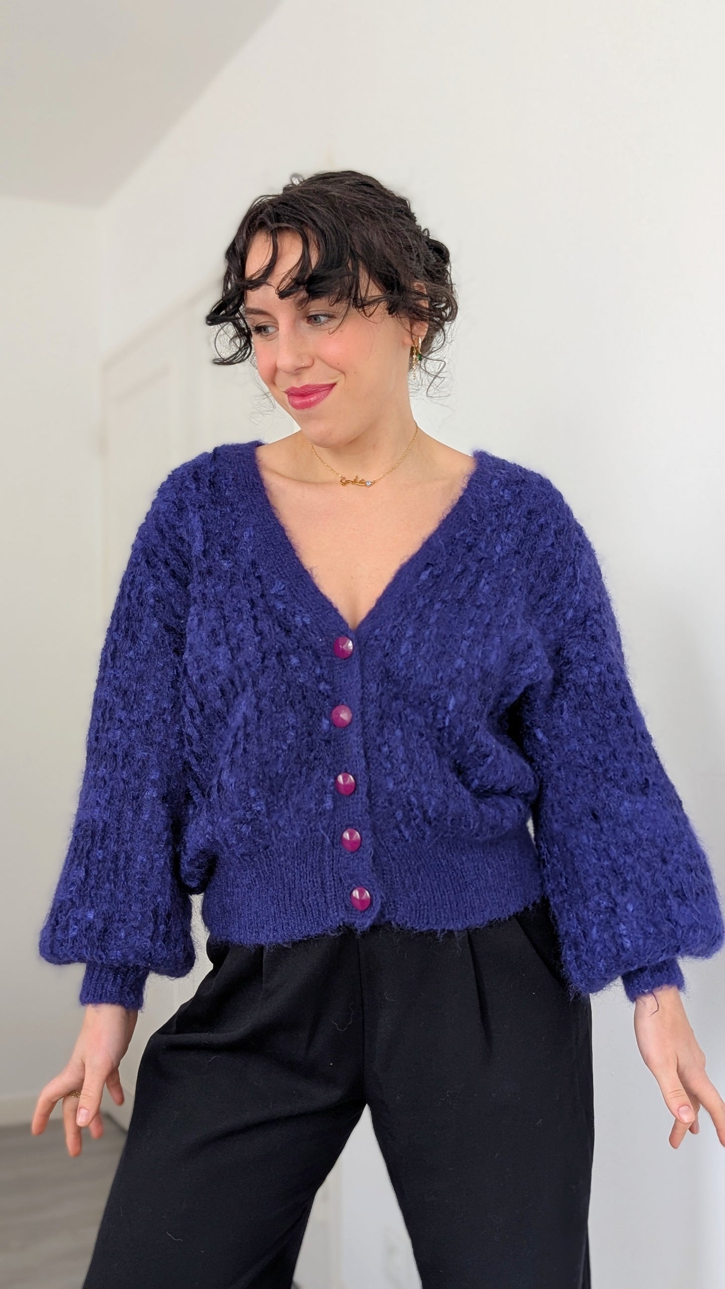 Cardigan laine et mohair 80s T40-42