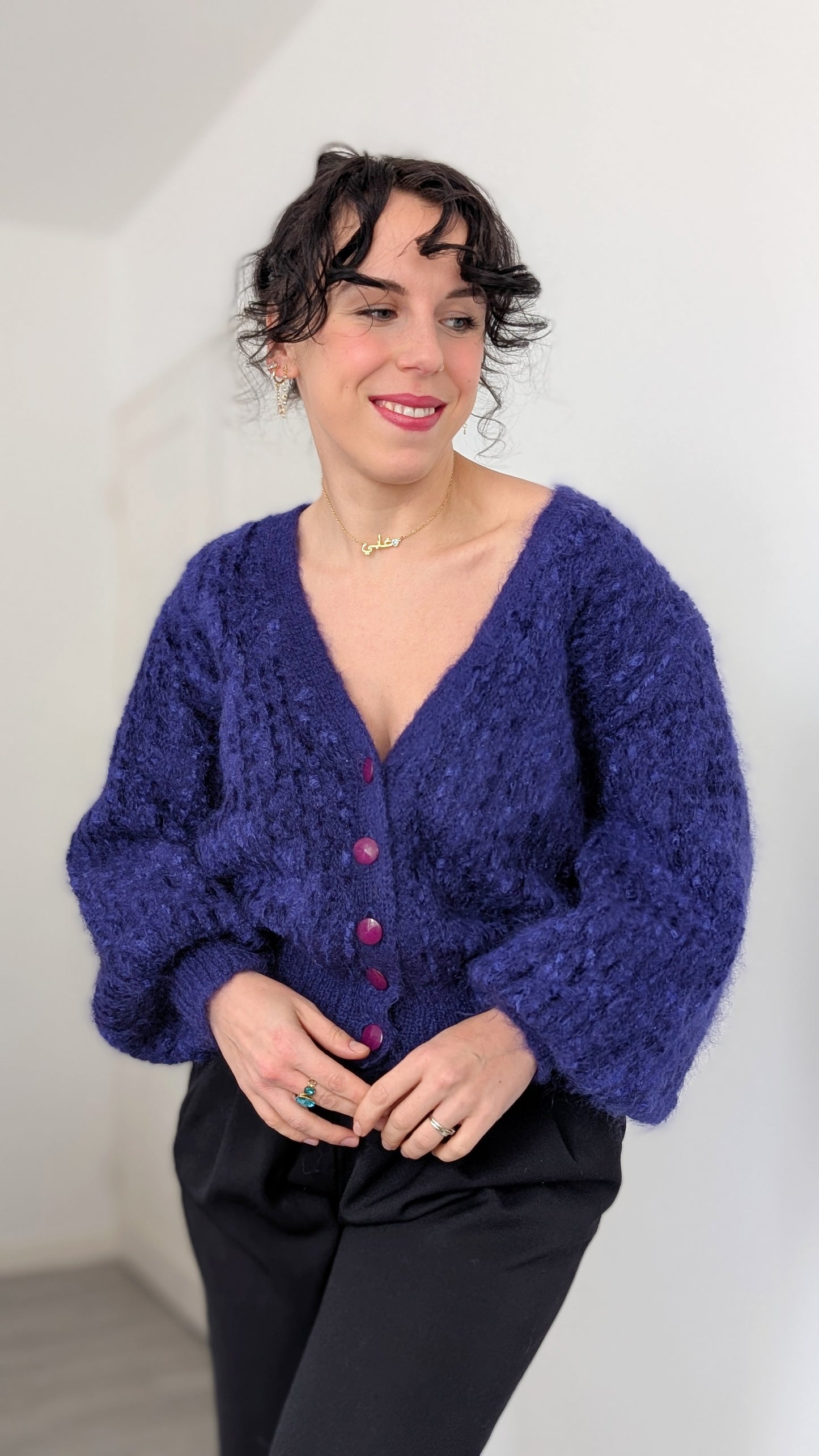 Cardigan laine et mohair 80s T40-42