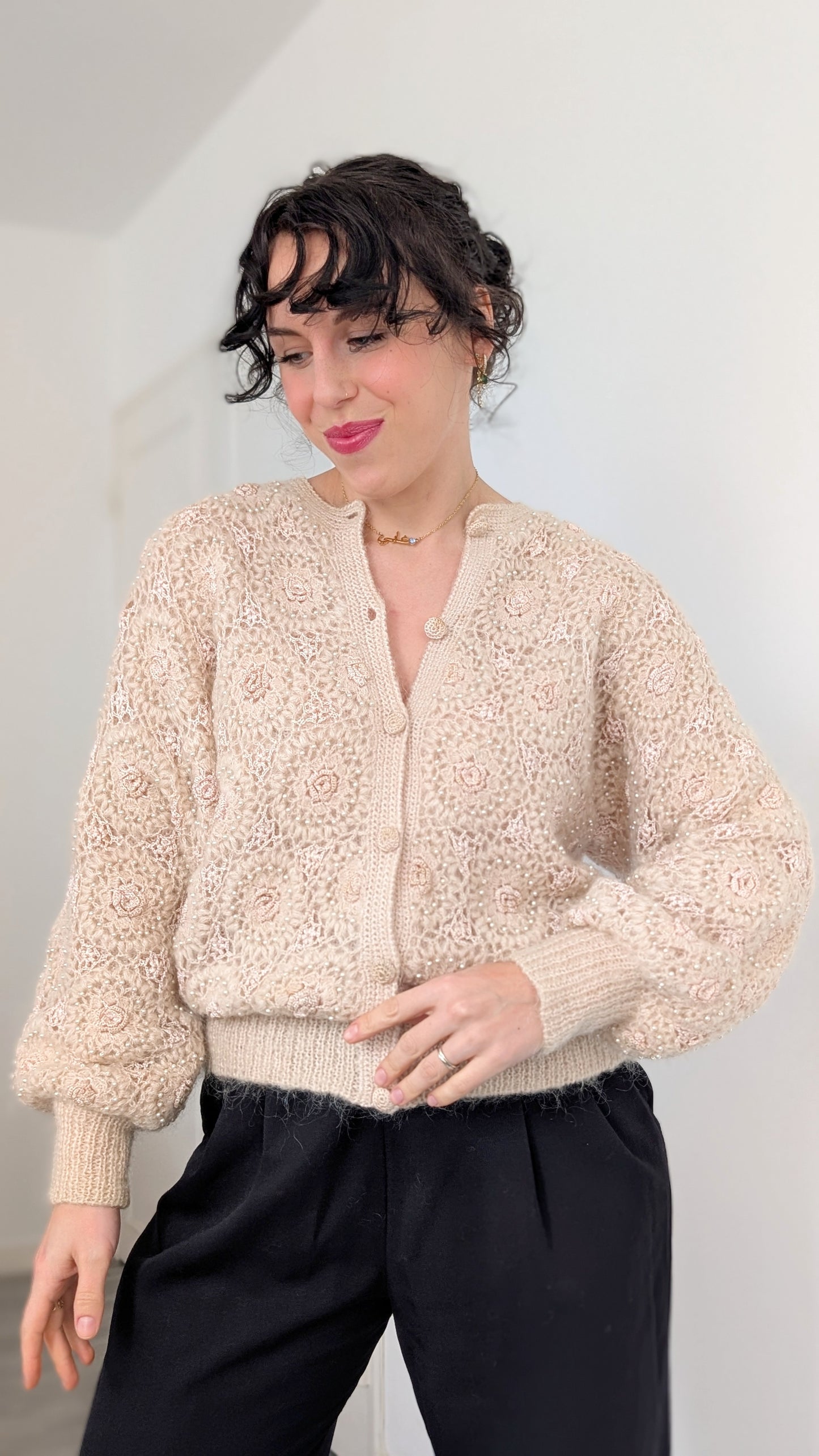 Cardigan laine et mohair 80s T40-42