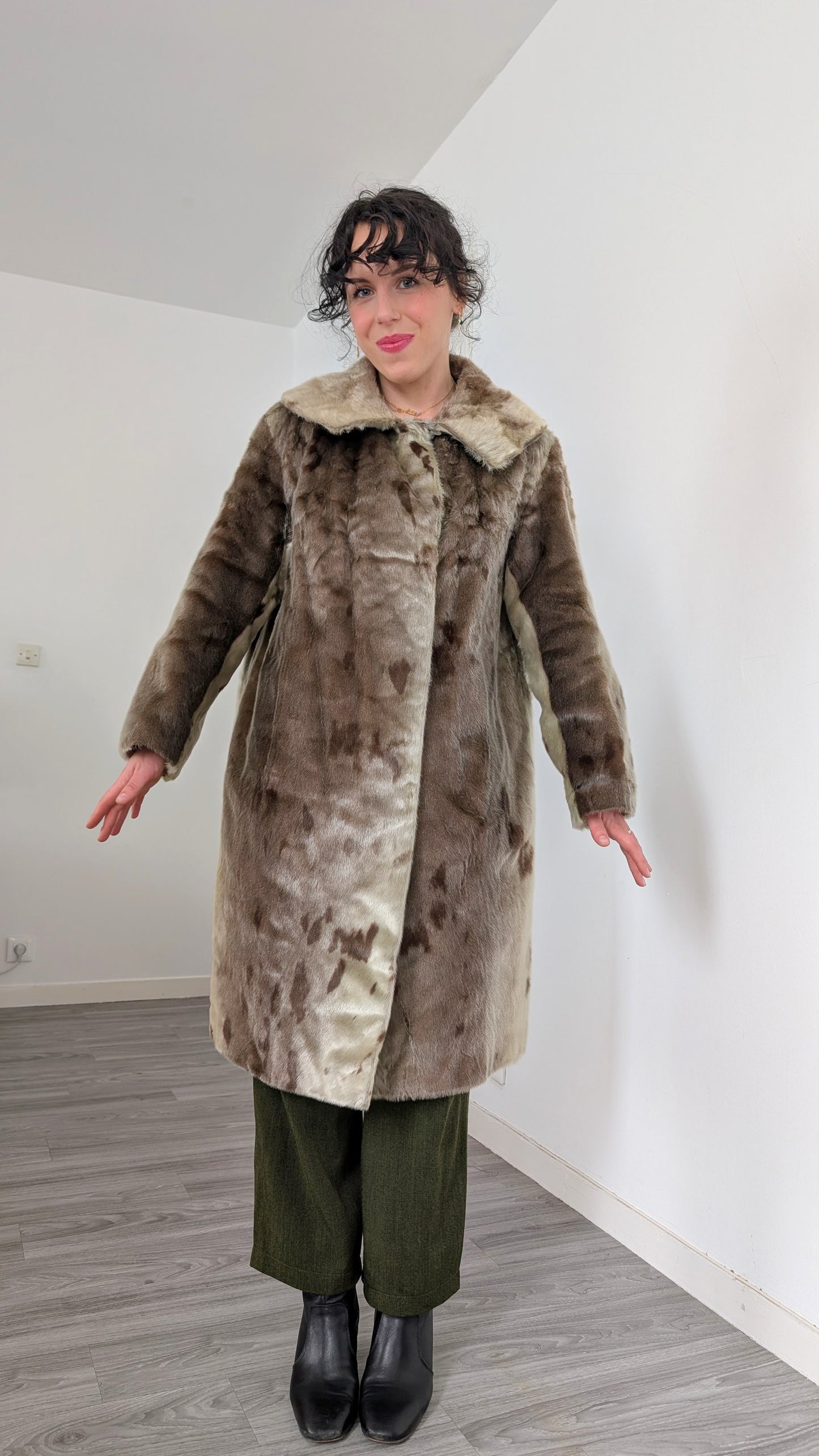 Manteau 60s fourrure poulain T38-40