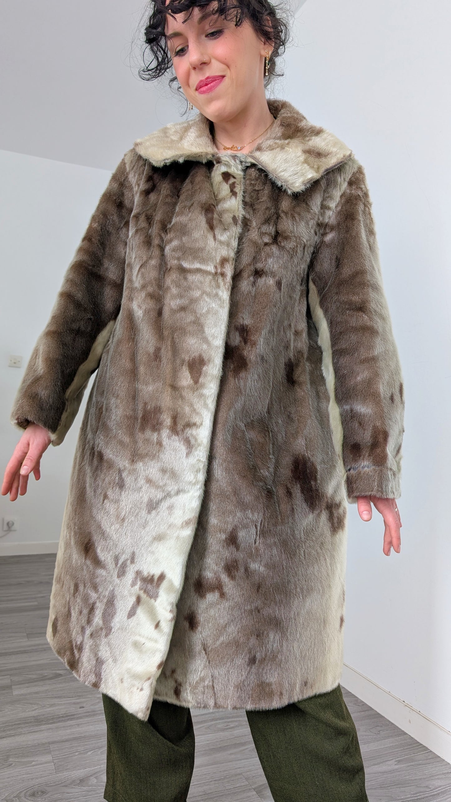 Manteau 60s fourrure poulain T38-40