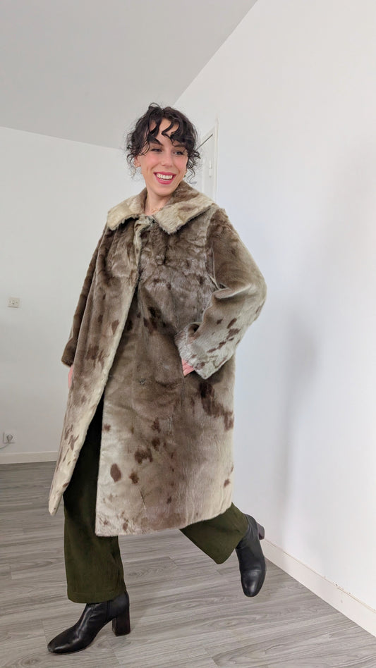 Manteau 60s fourrure poulain T38-40