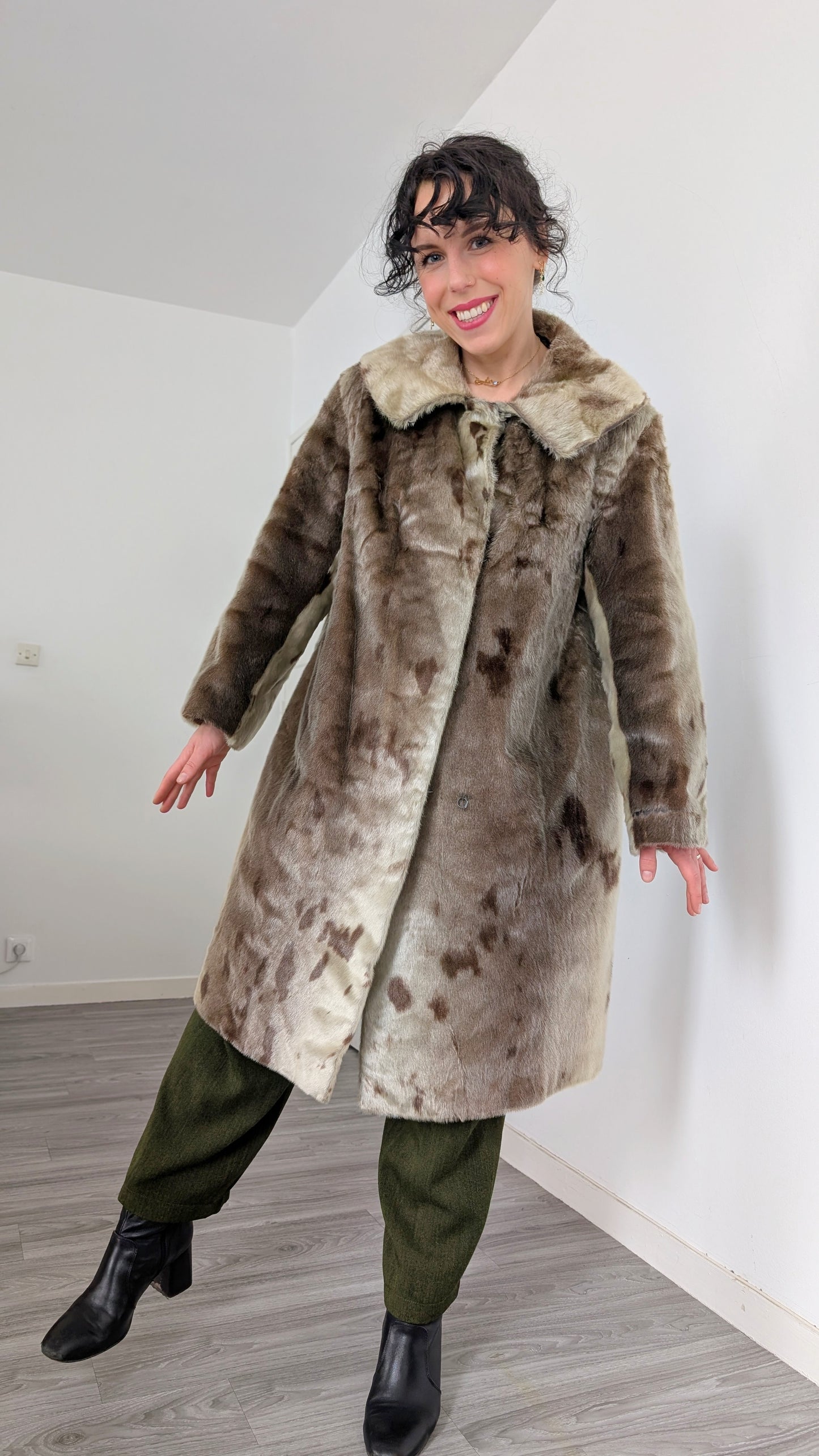 Manteau 60s fourrure poulain T38-40