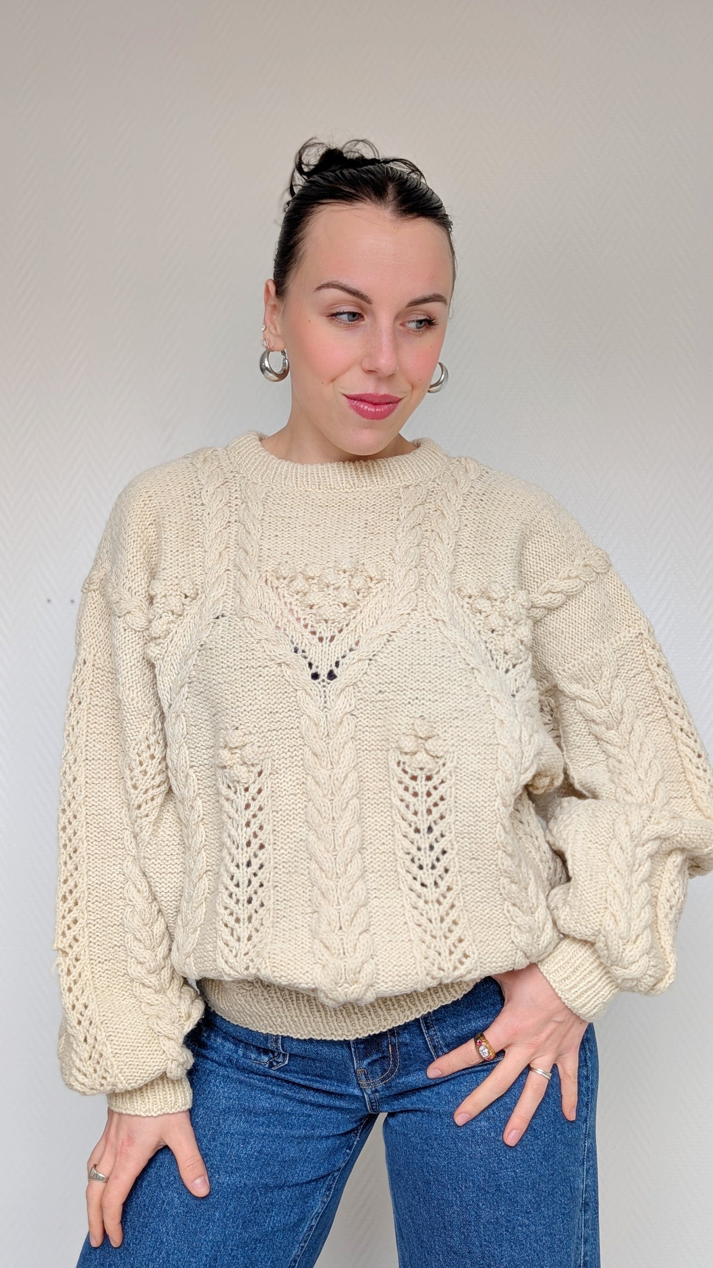 Pull irlandais fait main laine T40-42-44