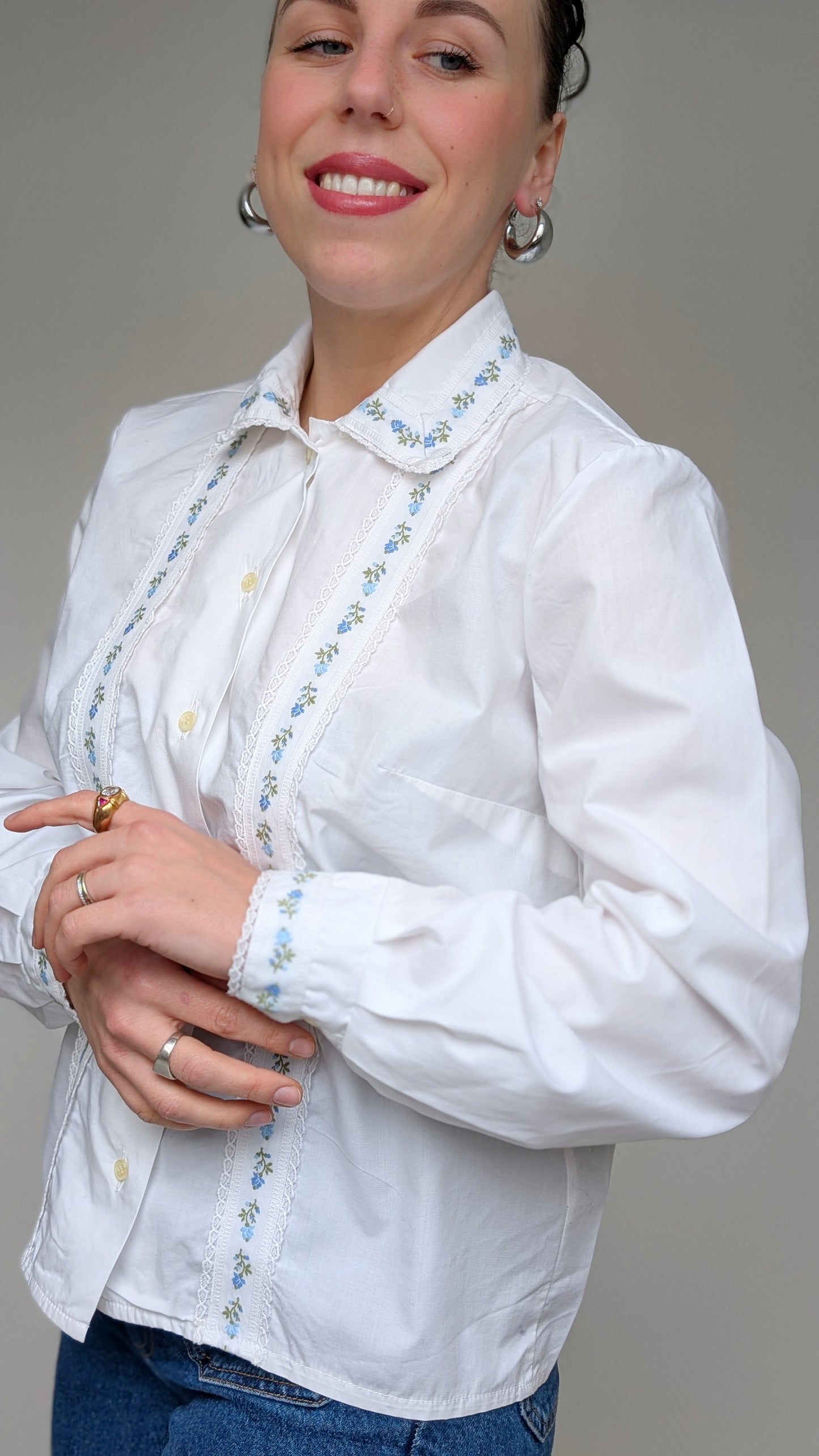 Chemise coton brodée T36