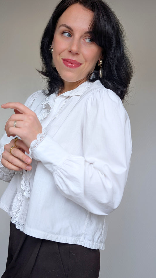 Chemise brodée coton fin 1800 début 1900 T38