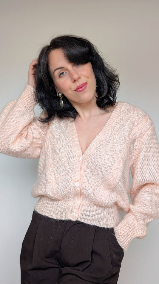 Cardigan laine et mohair 80s T38-40