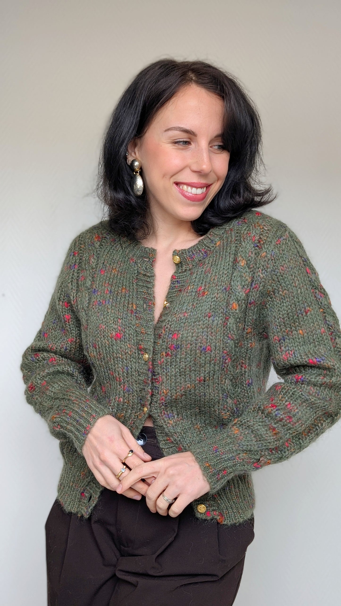 Cardigan laine et mohair 80s T38-40