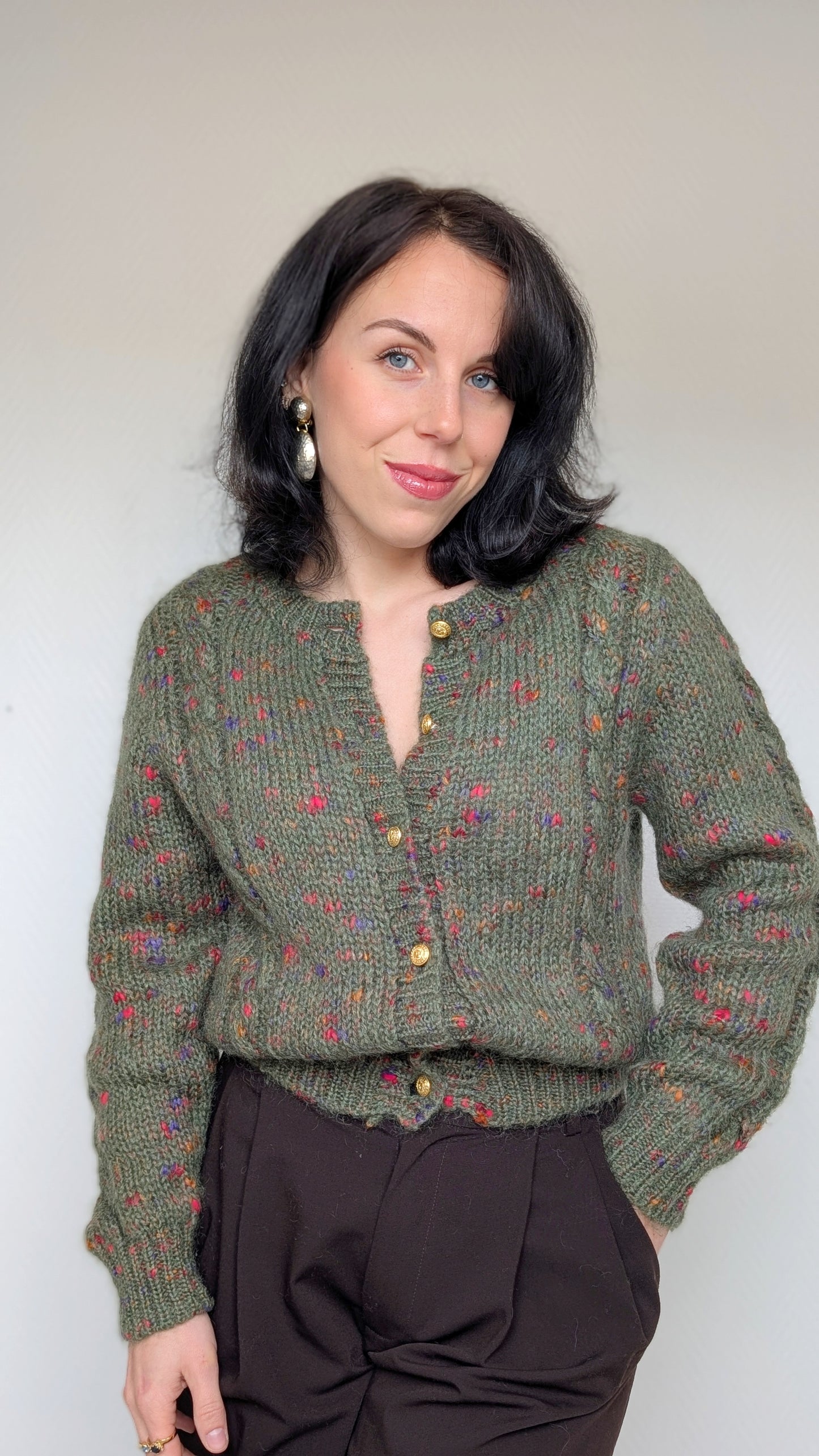 Cardigan laine et mohair 80s T38-40