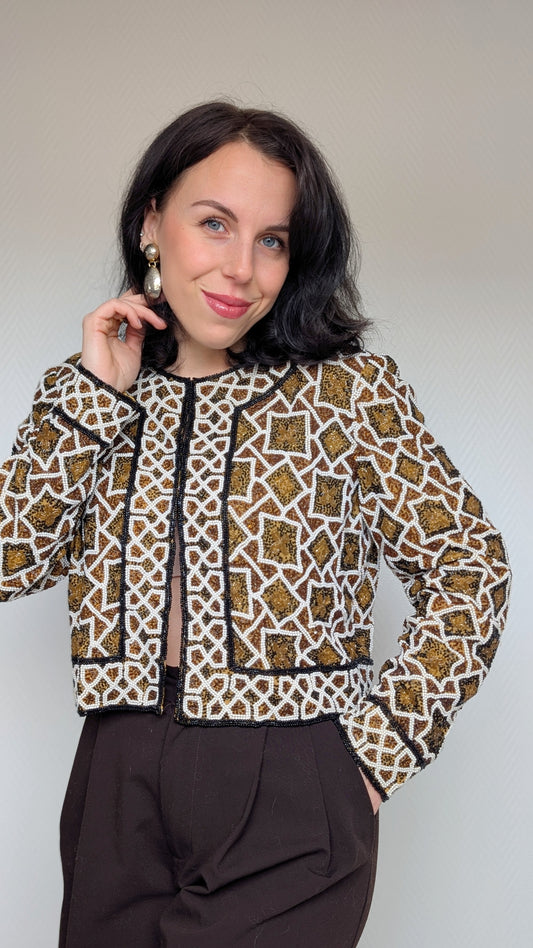 Veste à perles soie 80s T36-38