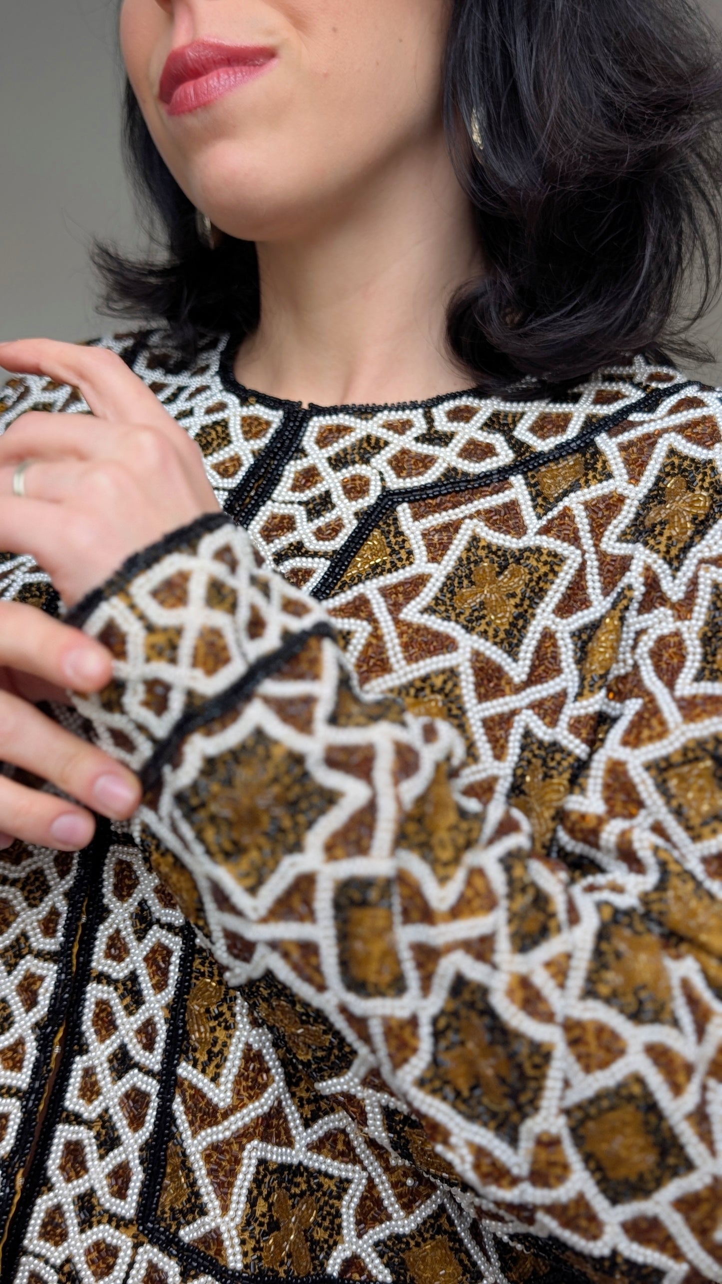 Veste à perles soie 80s T36-38