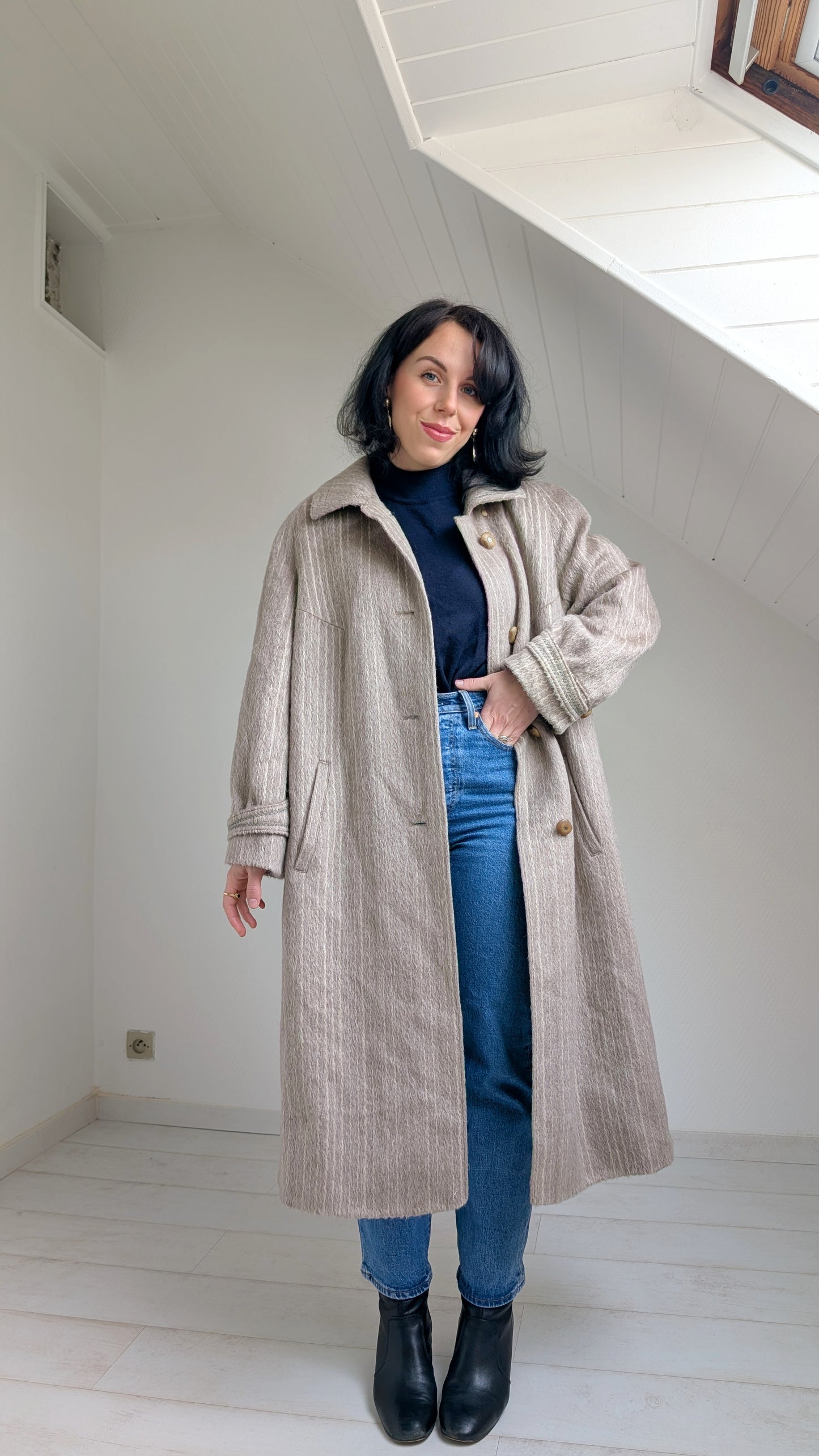 Manteau 80s laine lama T40-42