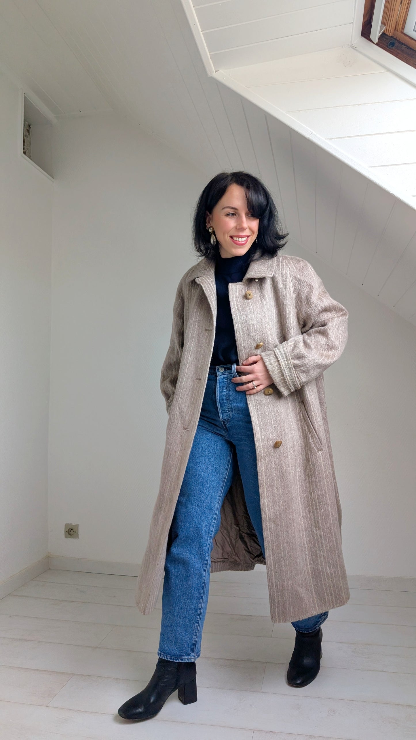 Manteau 80s laine lama T40-42