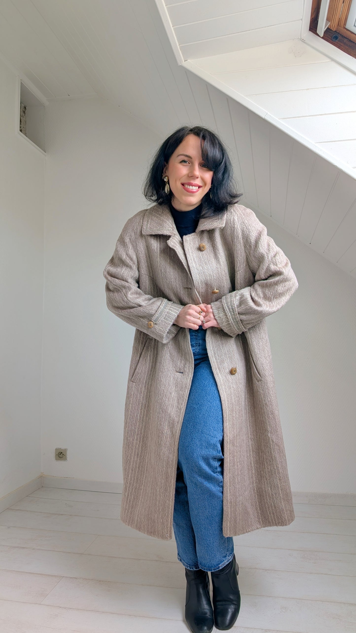 Manteau 80s laine lama T40-42